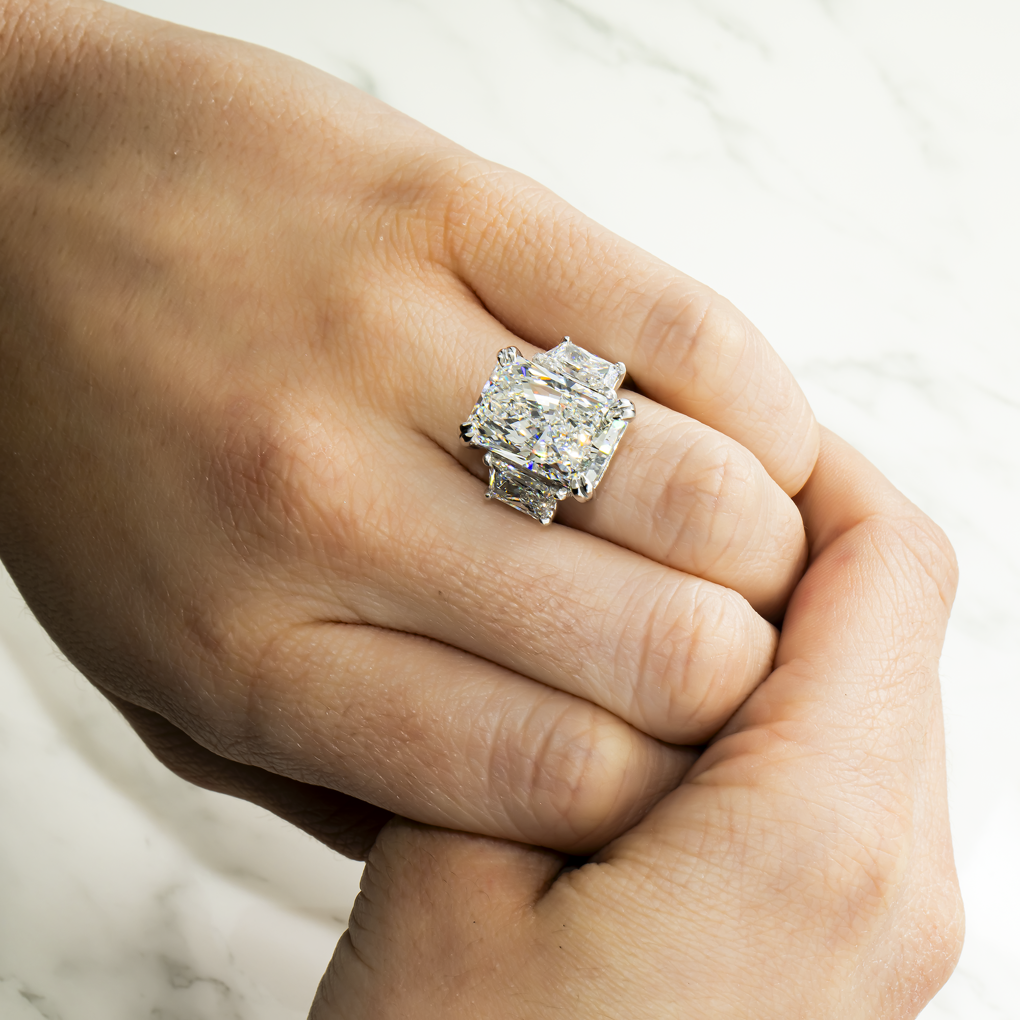 Platinum 11.24ct Radiant Diamond Engagement Ring 13.44ctw