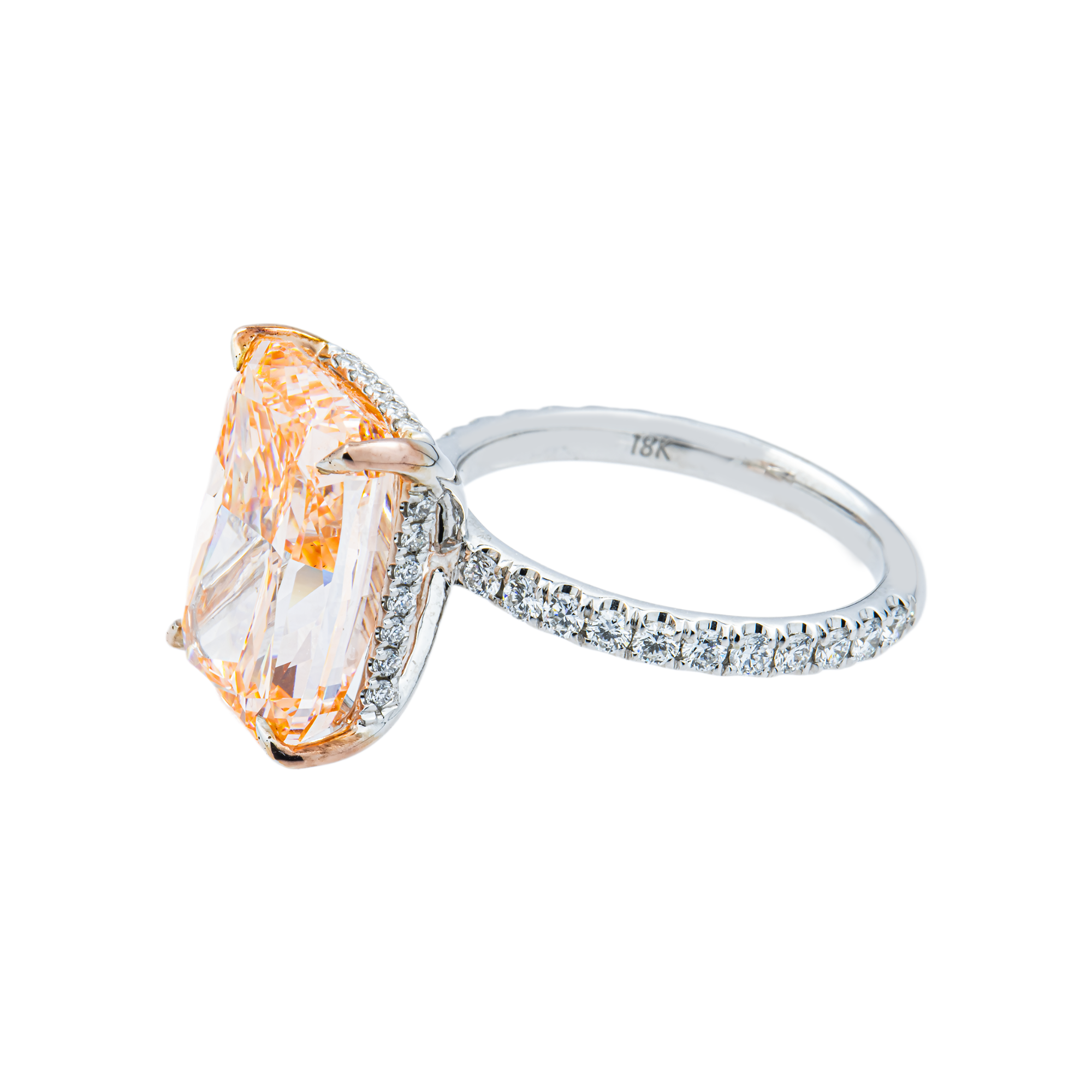 18K White Gold 10.21ct Cushion Fancy Vivid Pink Diamond Ring 10.93ctw