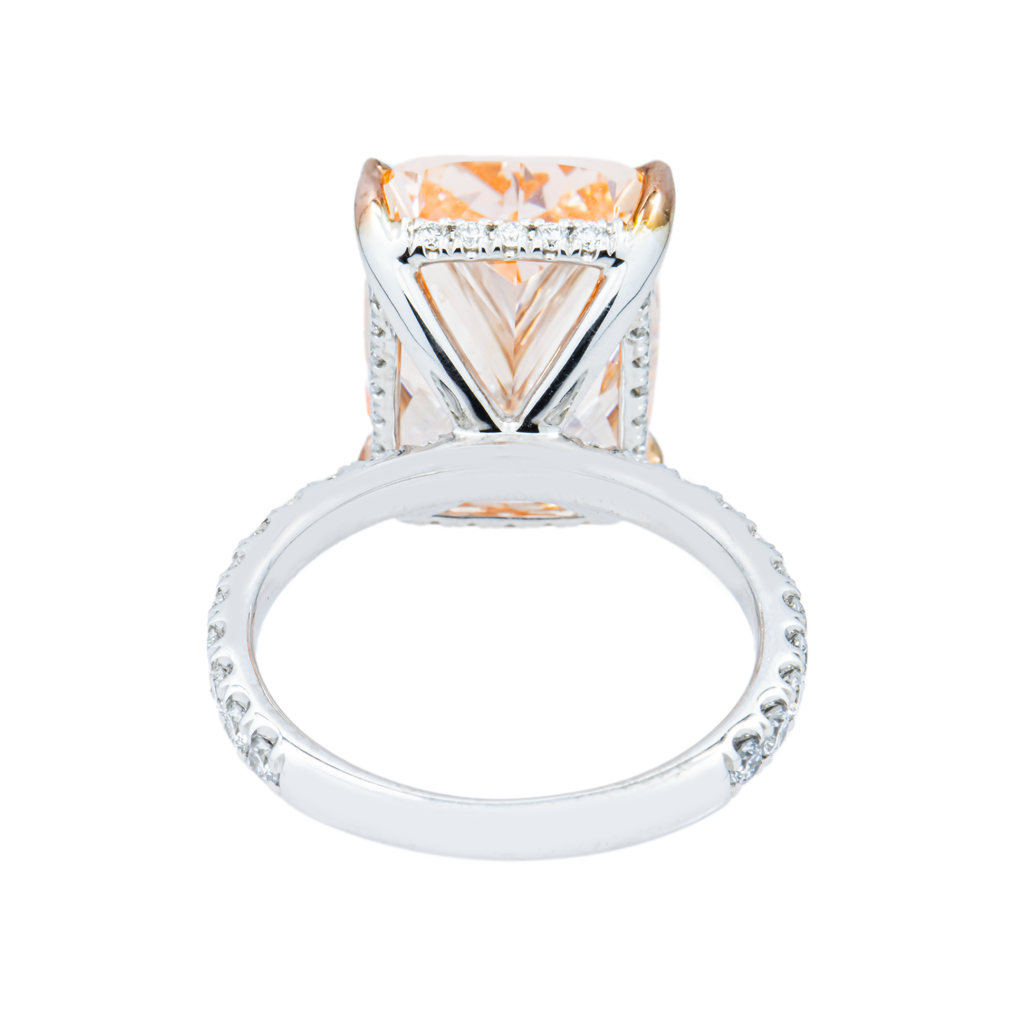 18K White Gold 10.21ct Cushion Fancy Vivid Pink Diamond Ring 10.93ctw