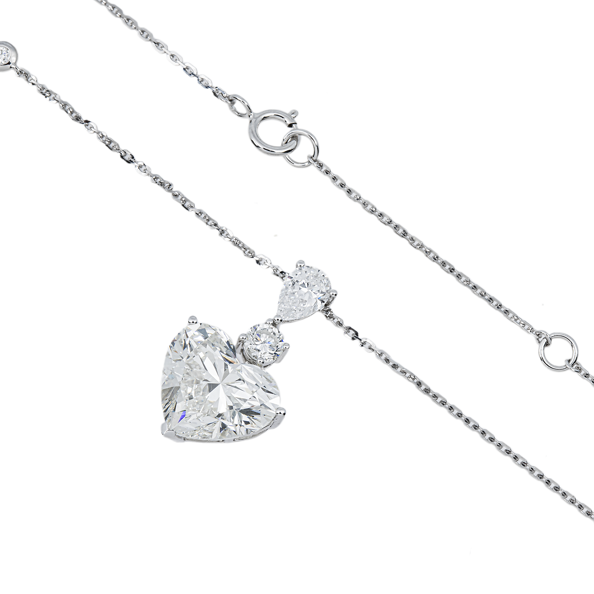 White Gold Heart Diamond Pendant Necklace 4.79ct