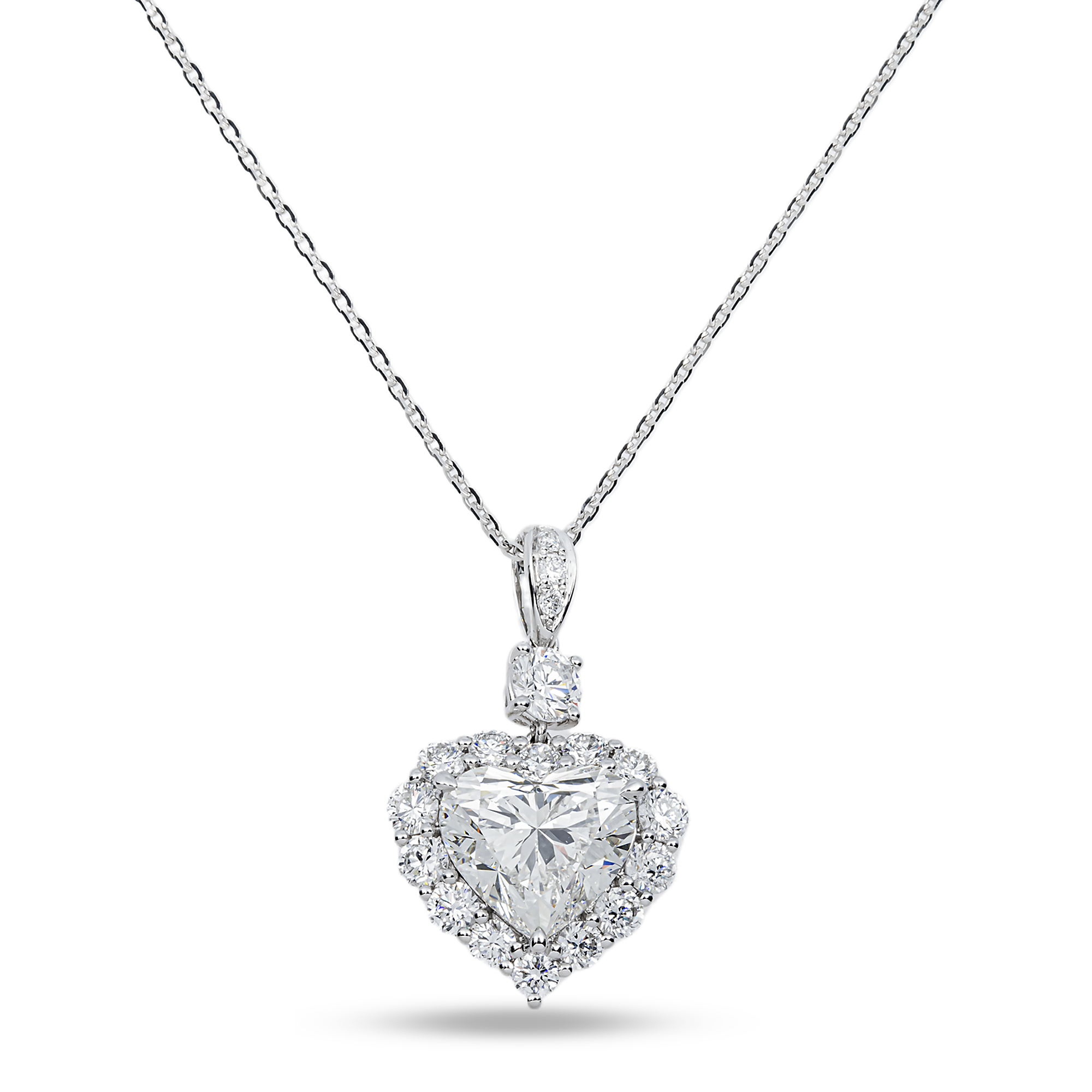 White Gold Heart & Diamond Necklace 5.88ct