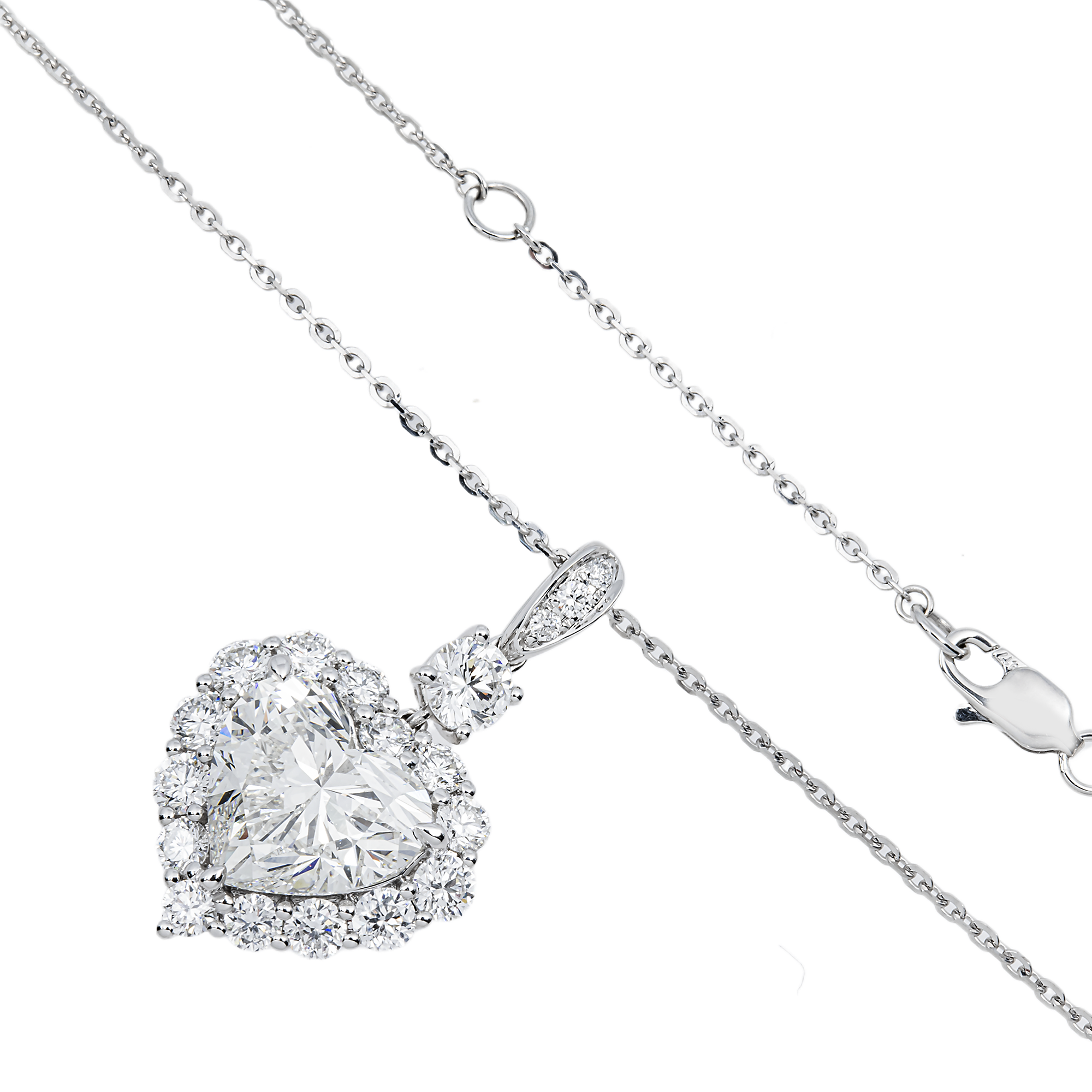 White Gold Heart & Diamond Necklace 5.88ct