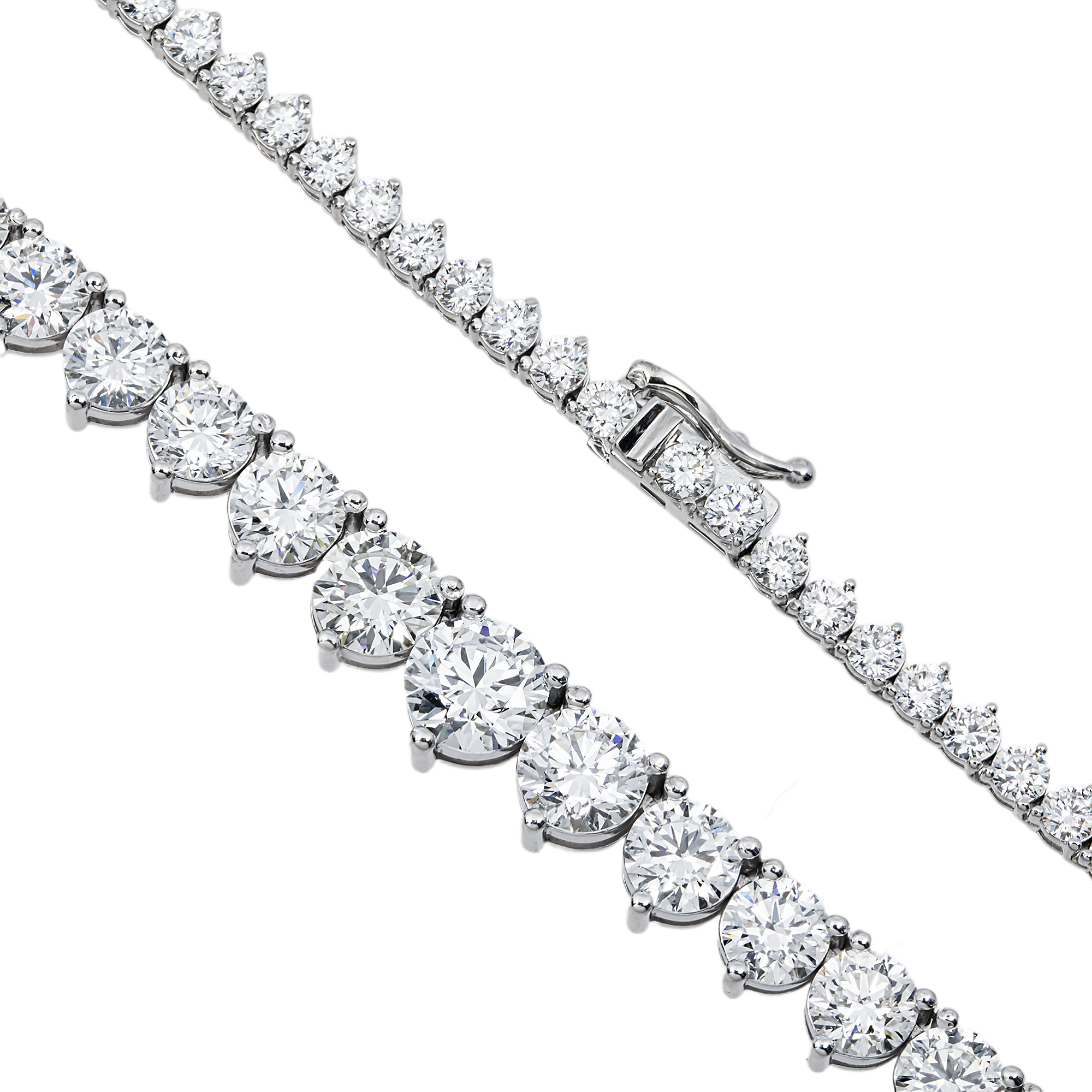 14K White Gold Round Diamond Tennis Chain 19.93ct