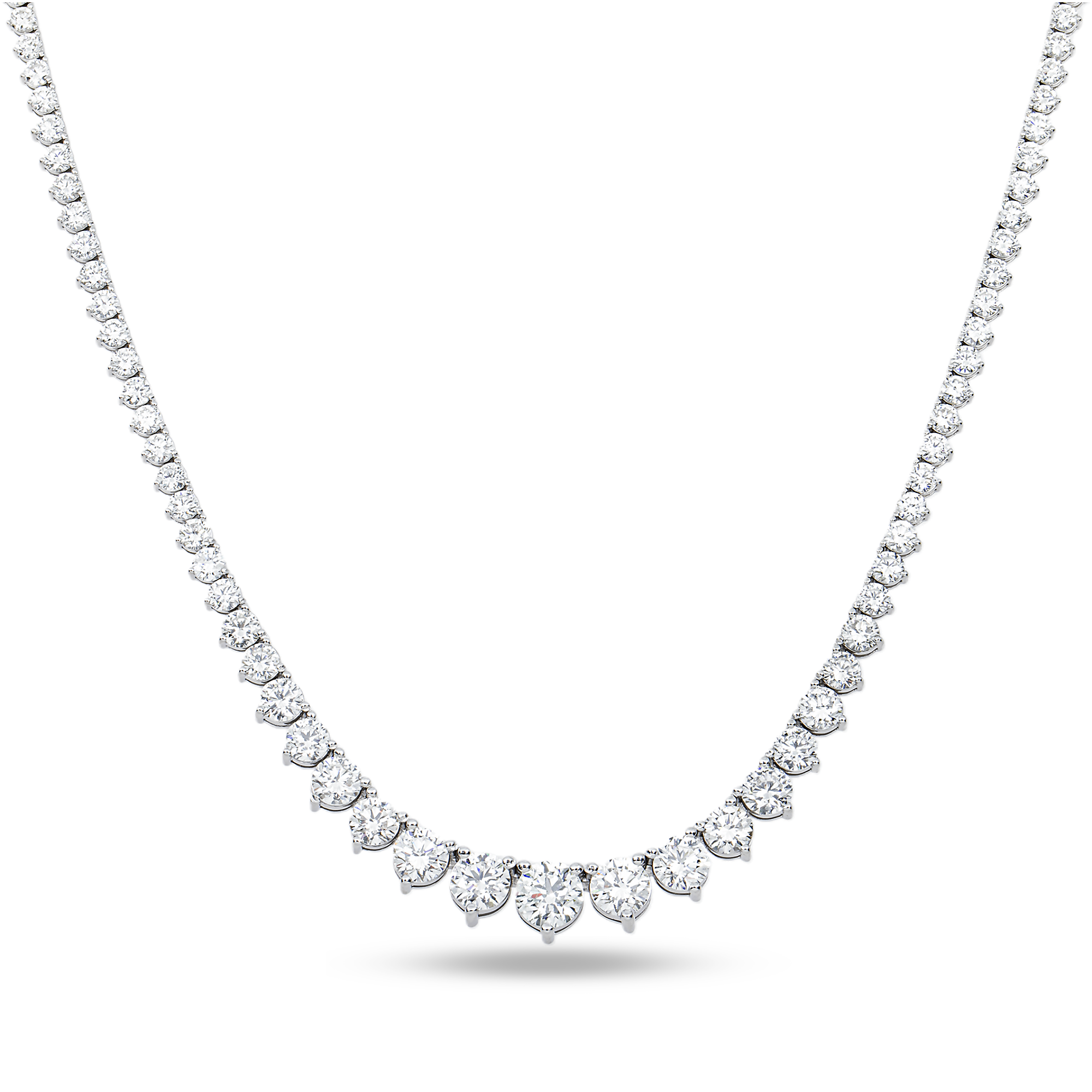 14K White Gold Round Diamond Tennis Chain 15.02ct