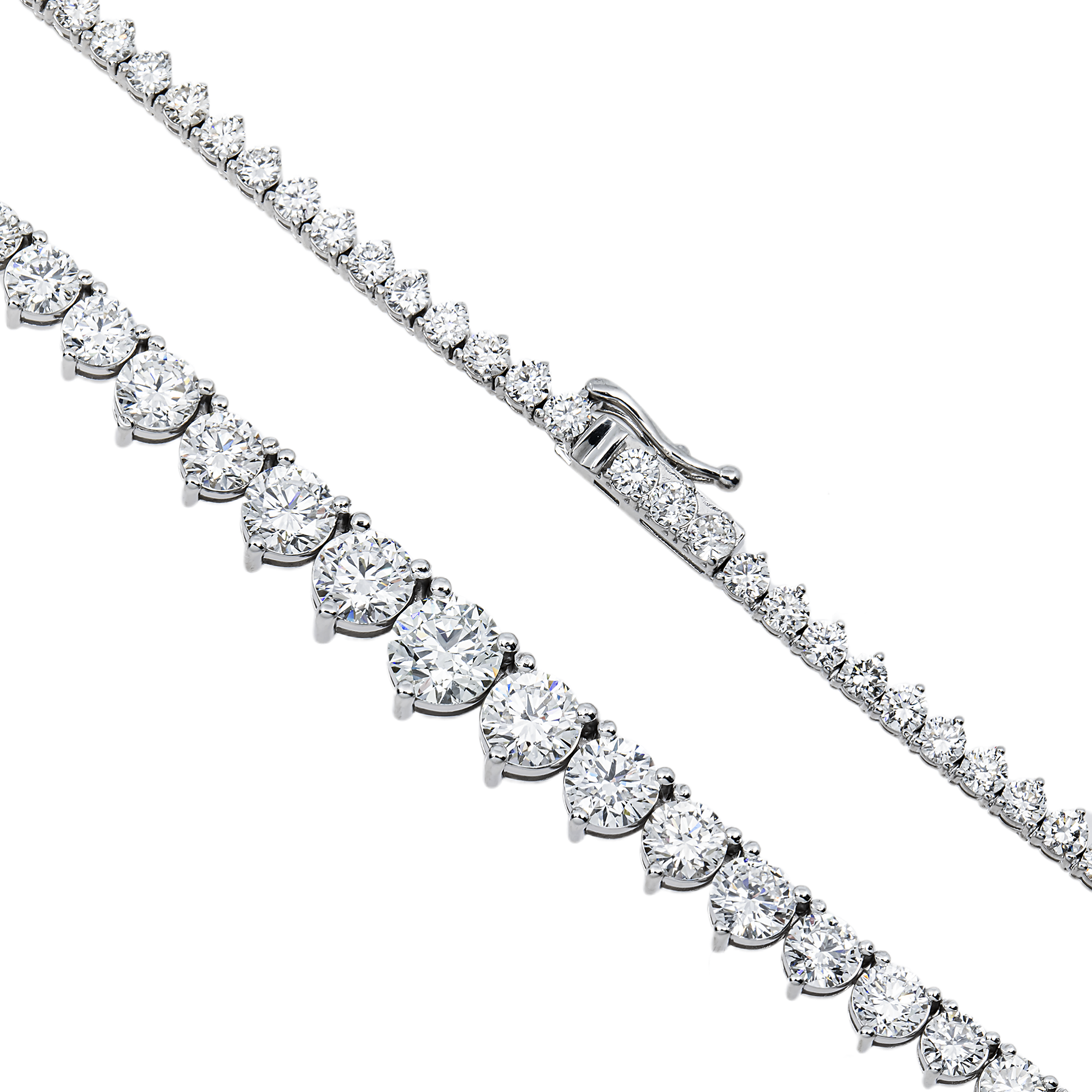 14K White Gold Round Diamond Tennis Chain 15.02ct