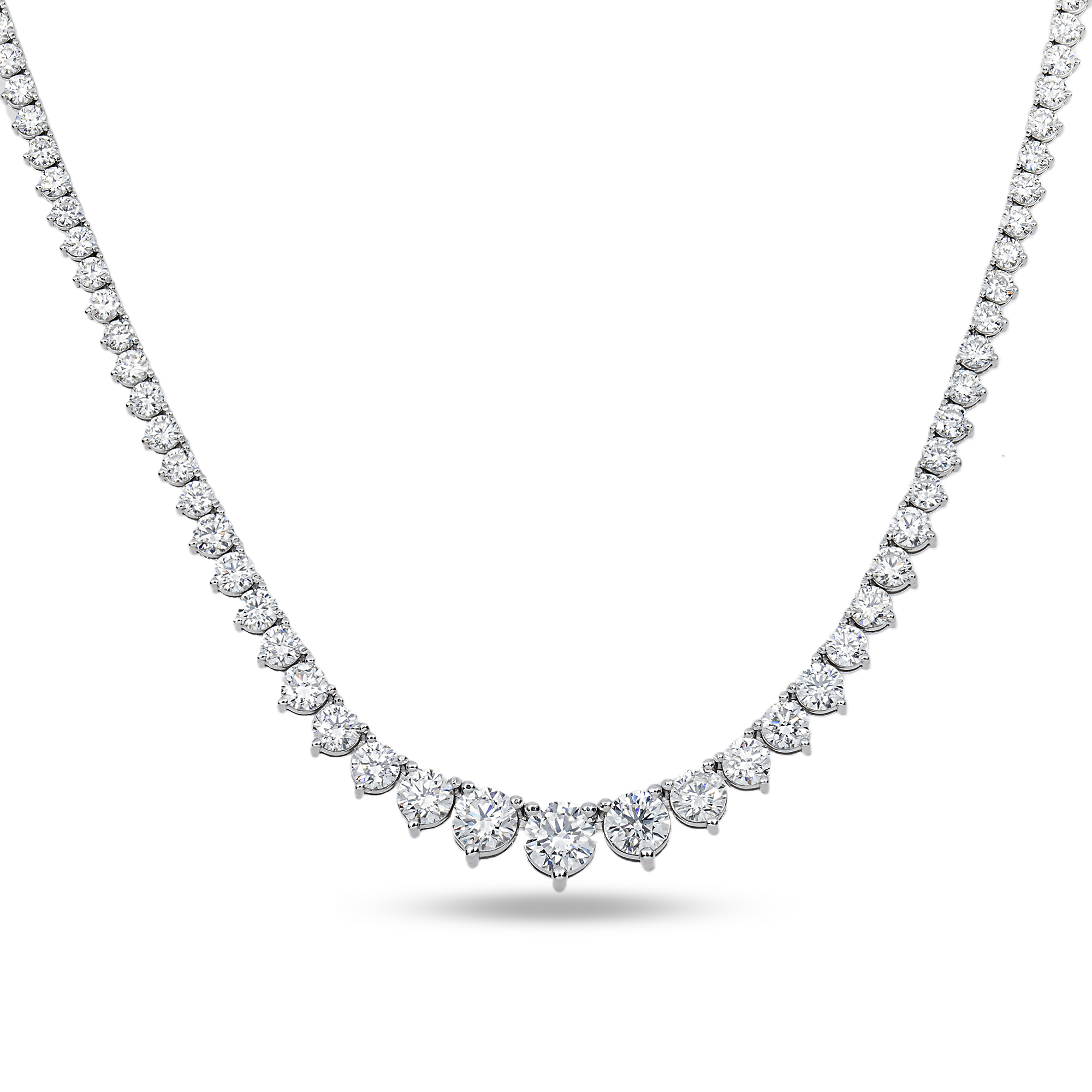 14K White Gold Round Diamond Tennis Chain 12.84ct