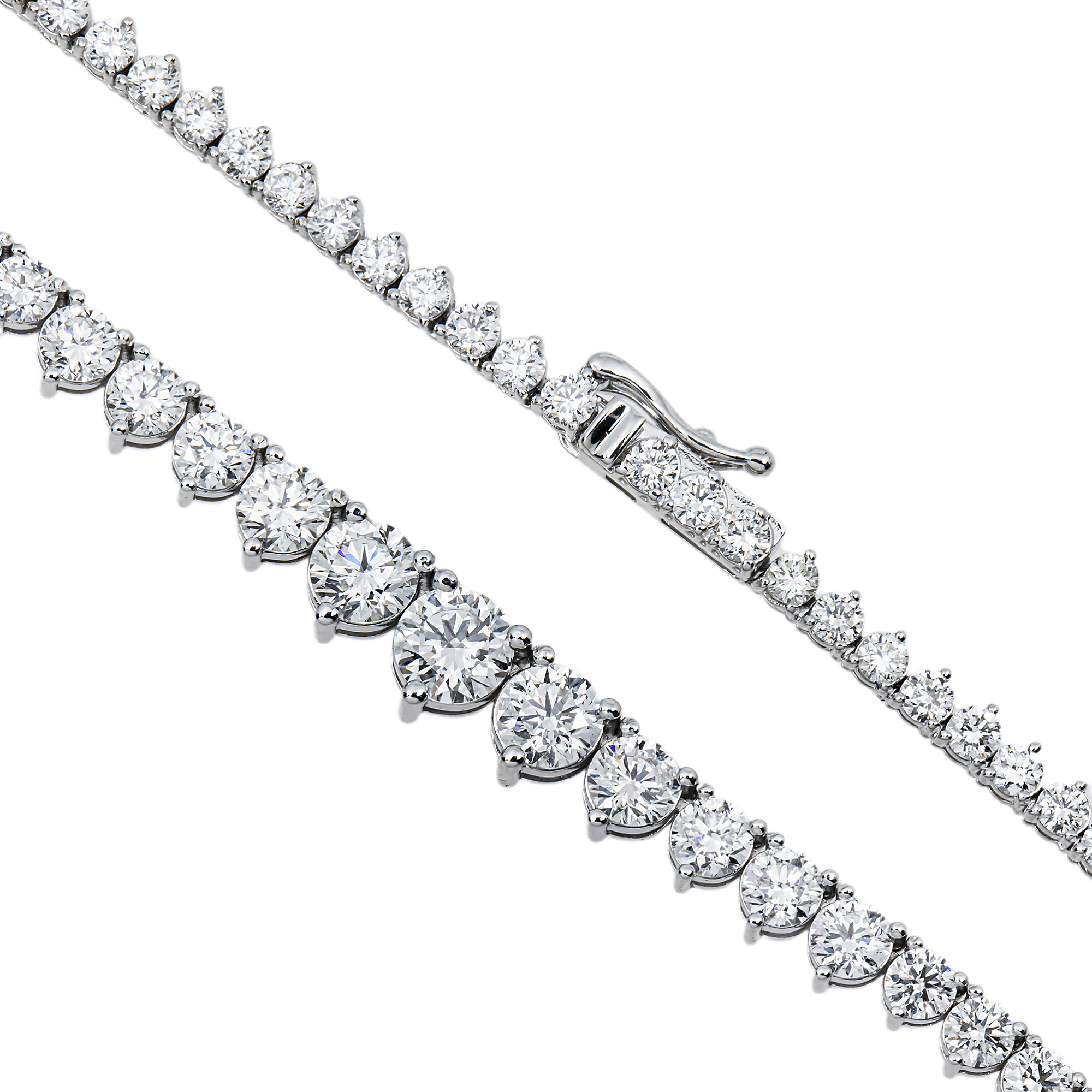 14K White Gold Round Diamond Tennis Chain 12.84ct
