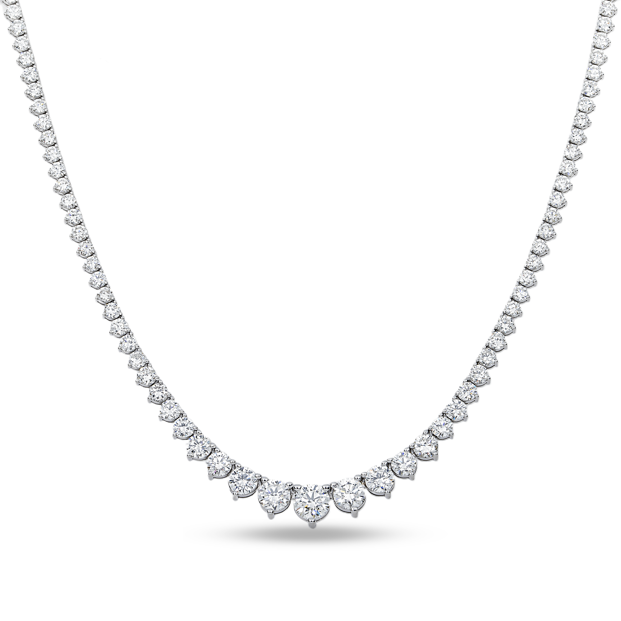14K White Gold Round Diamond Tennis Chain 10.41ct