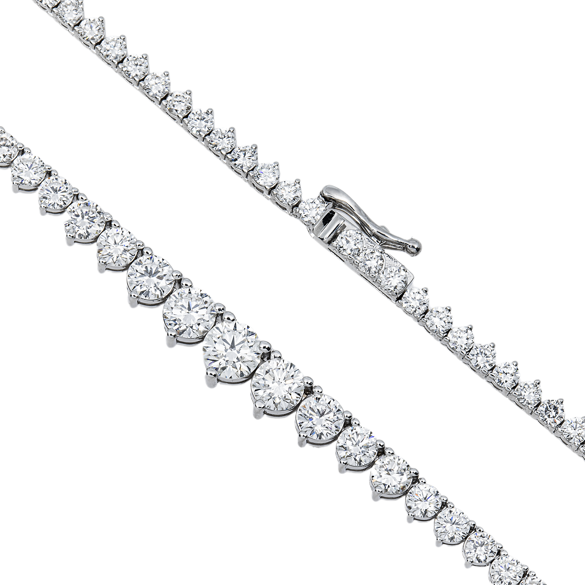 14K White Gold Round Diamond Tennis Chain 10.41ct
