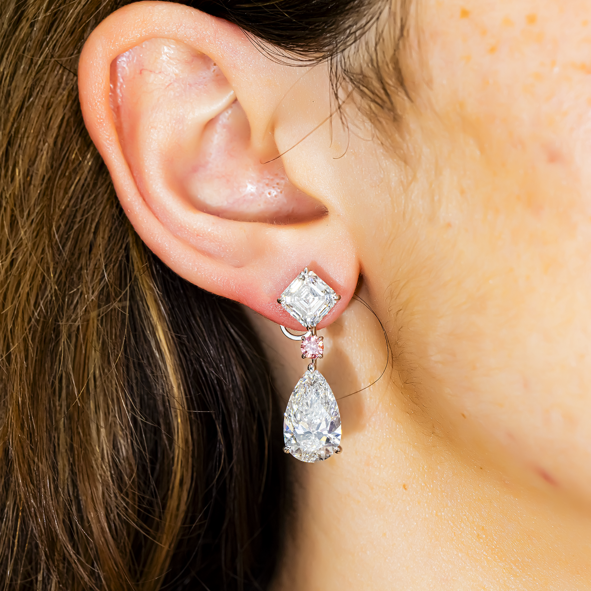 IGI 18K White Gold Multi Shape Diamond Drop Earrings 15.66ctw