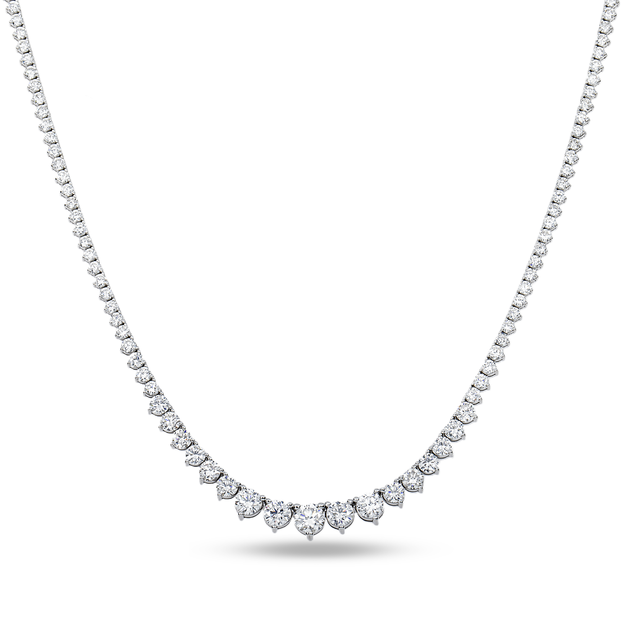 14K White Gold Round Diamond Tennis Chain 8.76ct