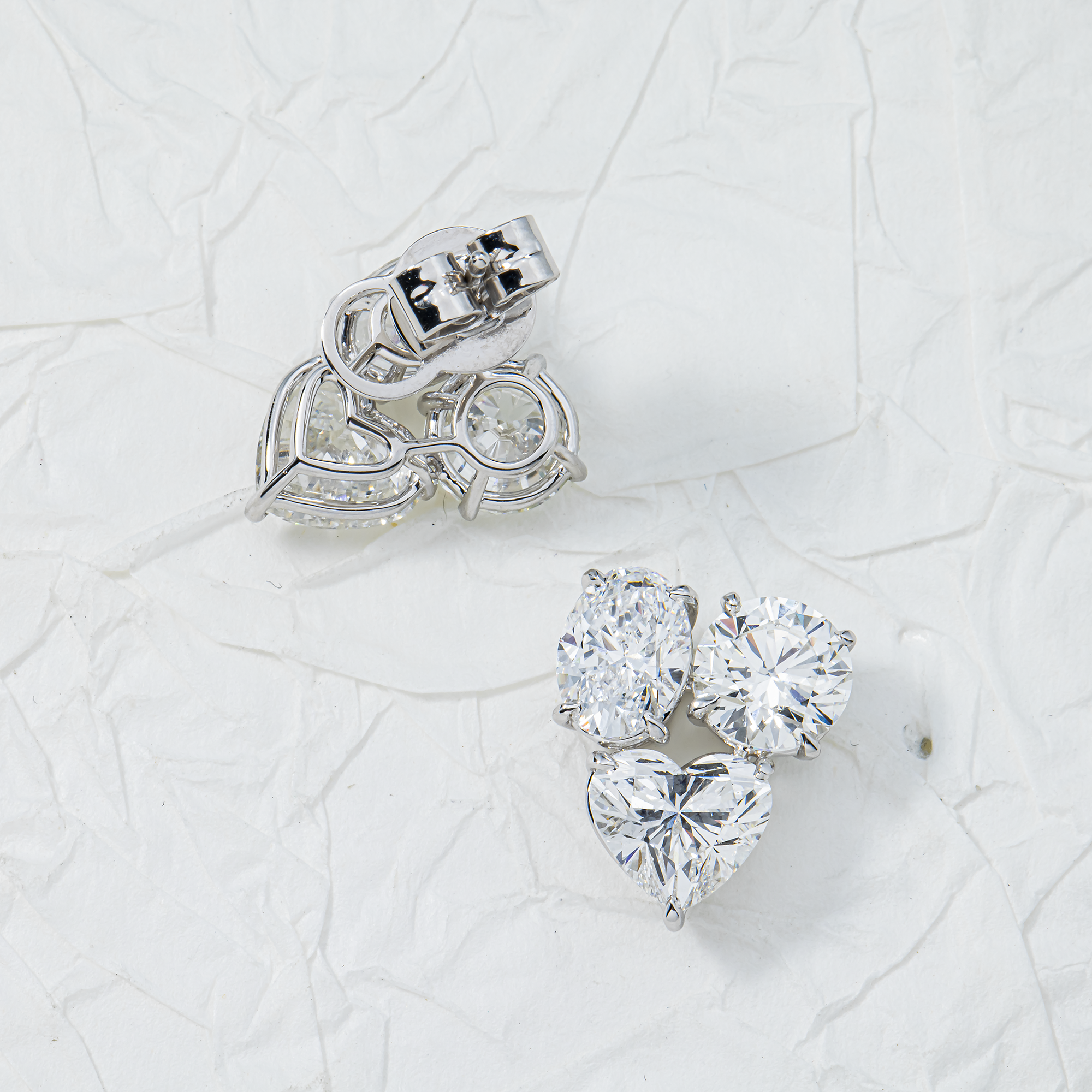 White Gold Multi Shape Diamond Stud Earrings 7.48ctw