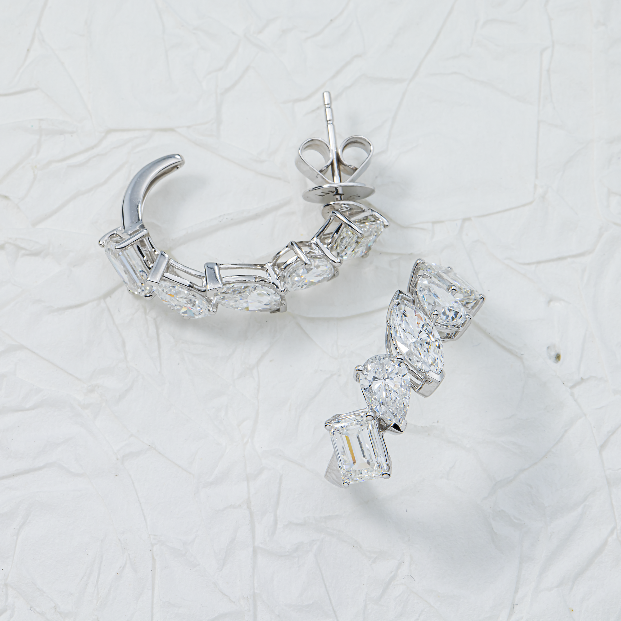White Gold Multi Shape Diamond Drop Earrings 5.21ctw