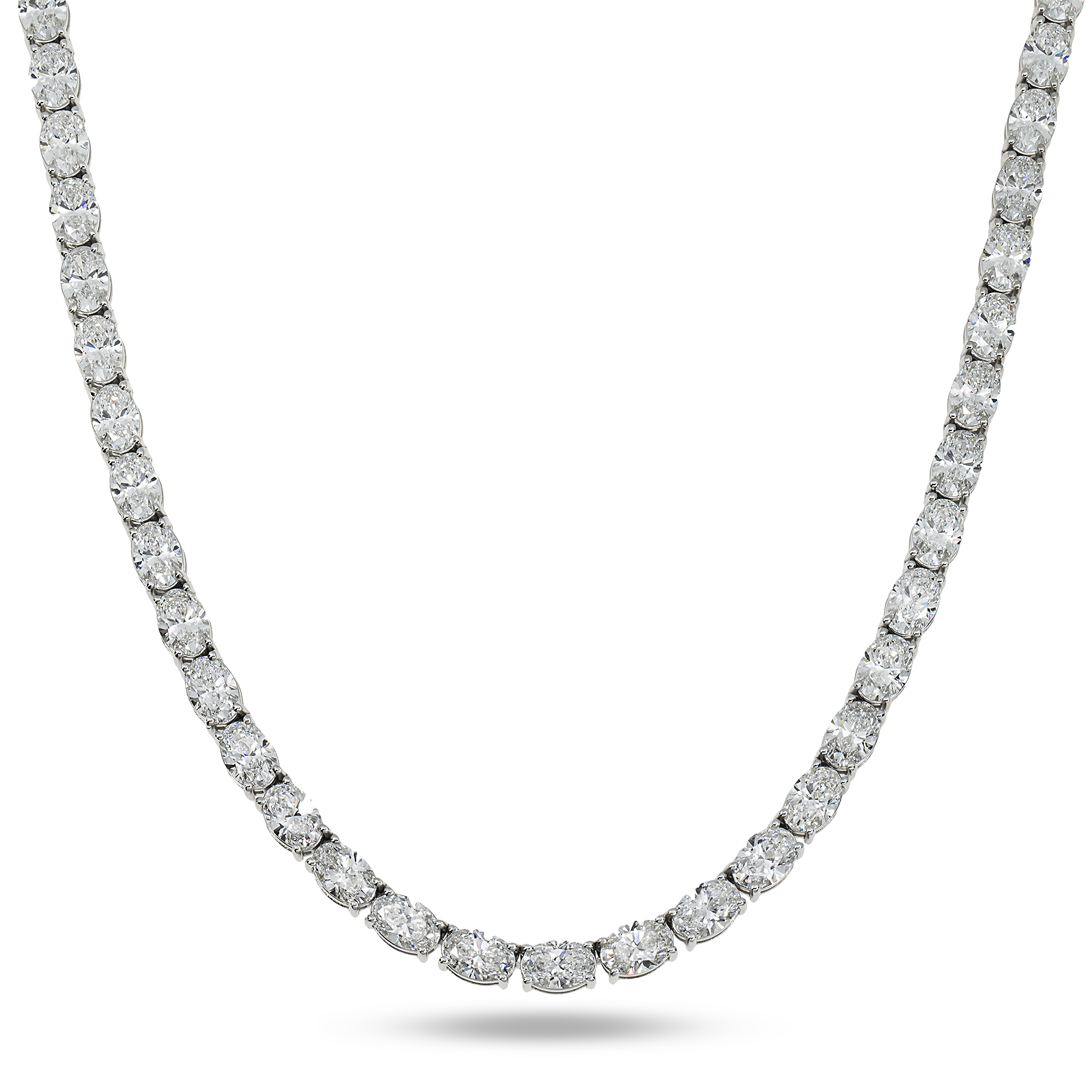 14K White Gold Oval Cut Diamond Chain 53.90ct