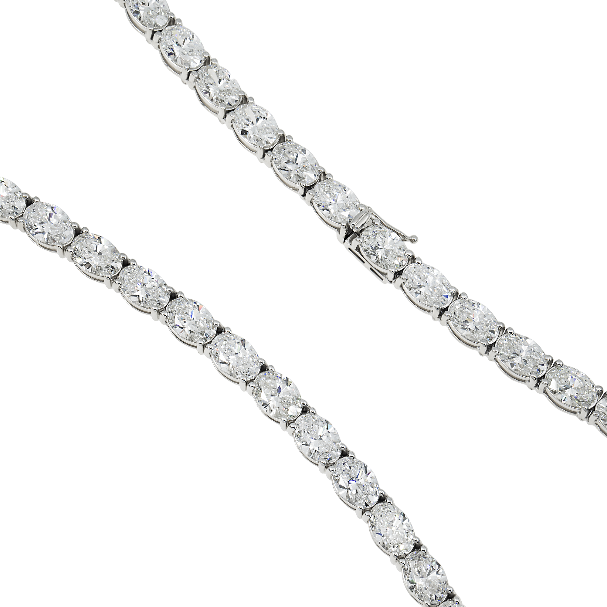 14K White Gold Oval Cut Diamond Chain 53.90ct