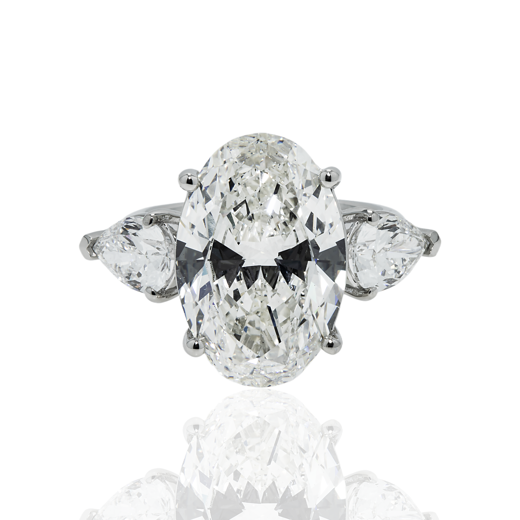Platinum 10.02ct Oval Cut Triple Diamond Engagement Ring 12.07ctw