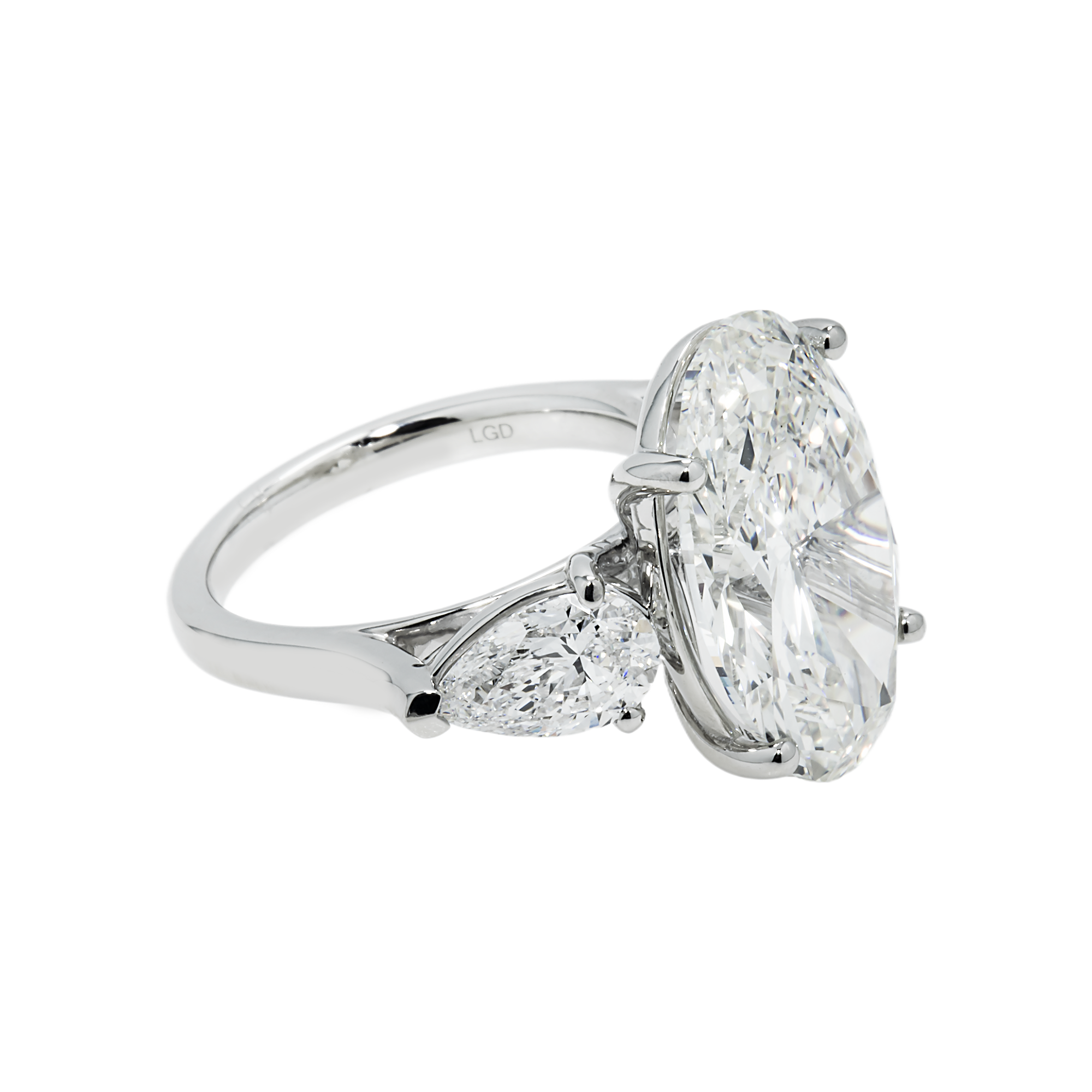 Platinum 10.02ct Oval Cut Triple Diamond Engagement Ring 12.07ctw