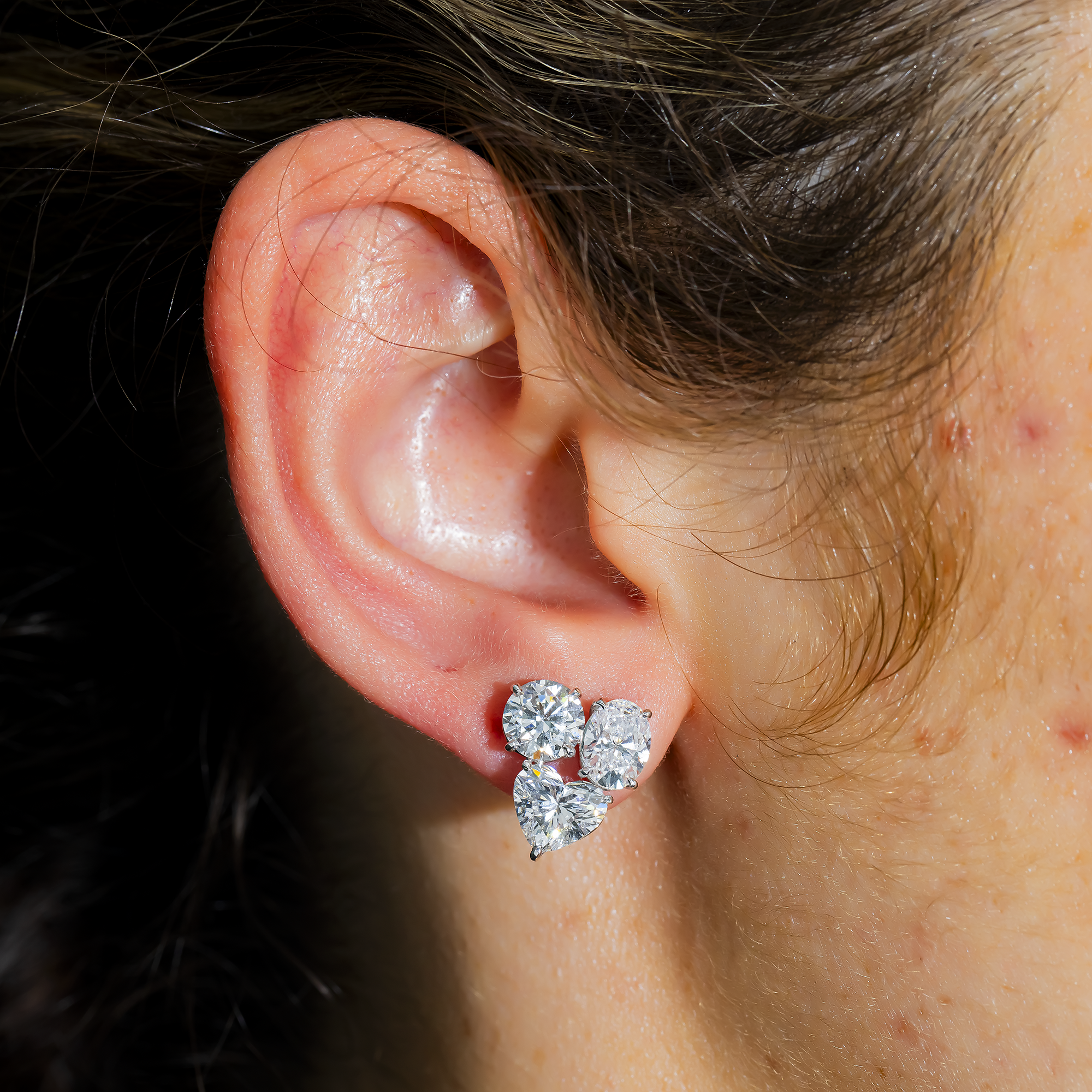 White Gold Multi Shape Diamond Stud Earrings 7.48ctw