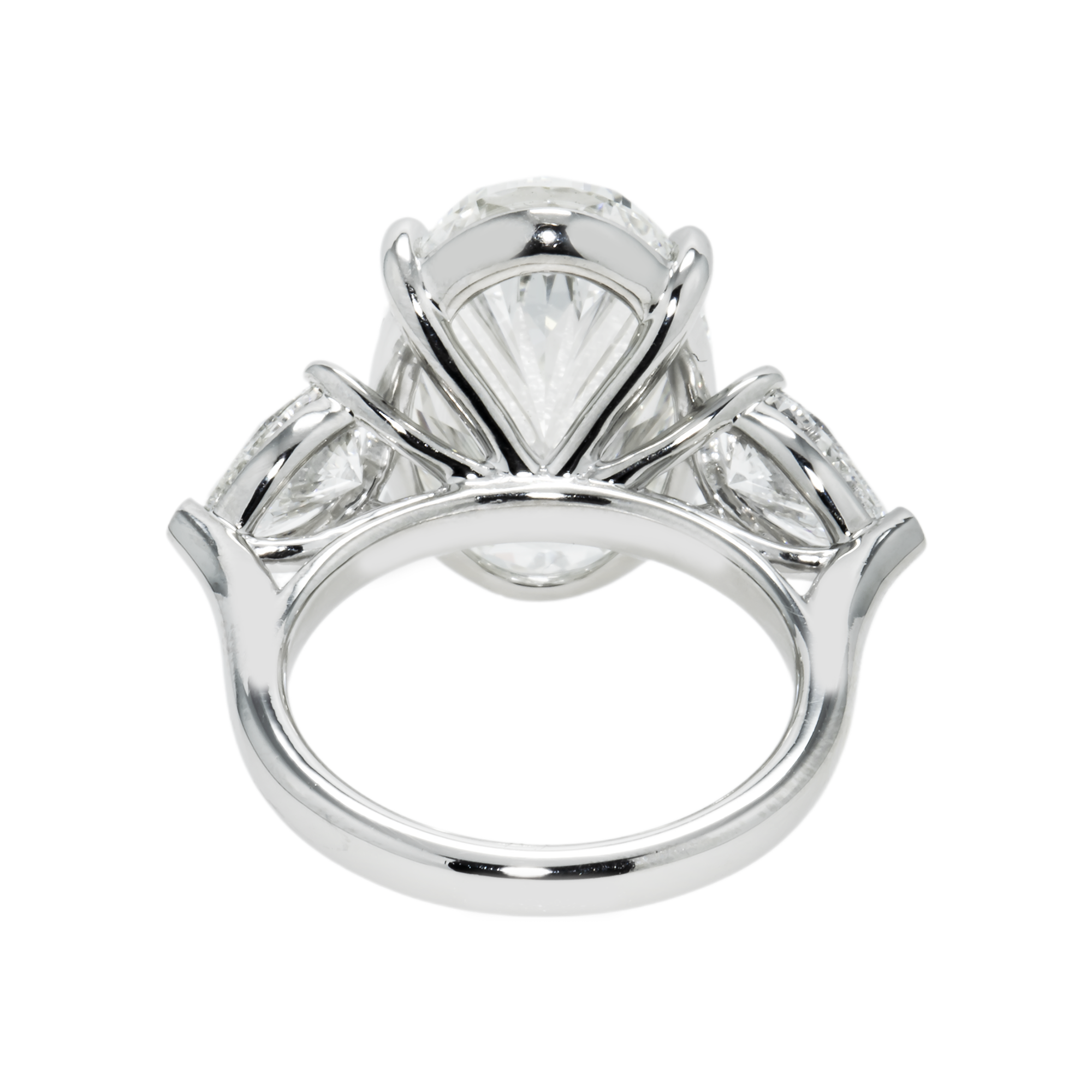 Platinum 10.02ct Oval Cut Triple Diamond Engagement Ring 12.07ctw