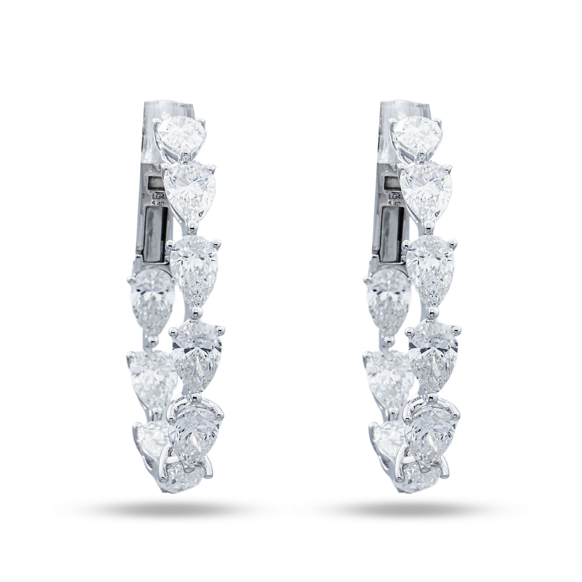White Gold Pear Diamond Inside Out Hoop Earrings 5.40ctw