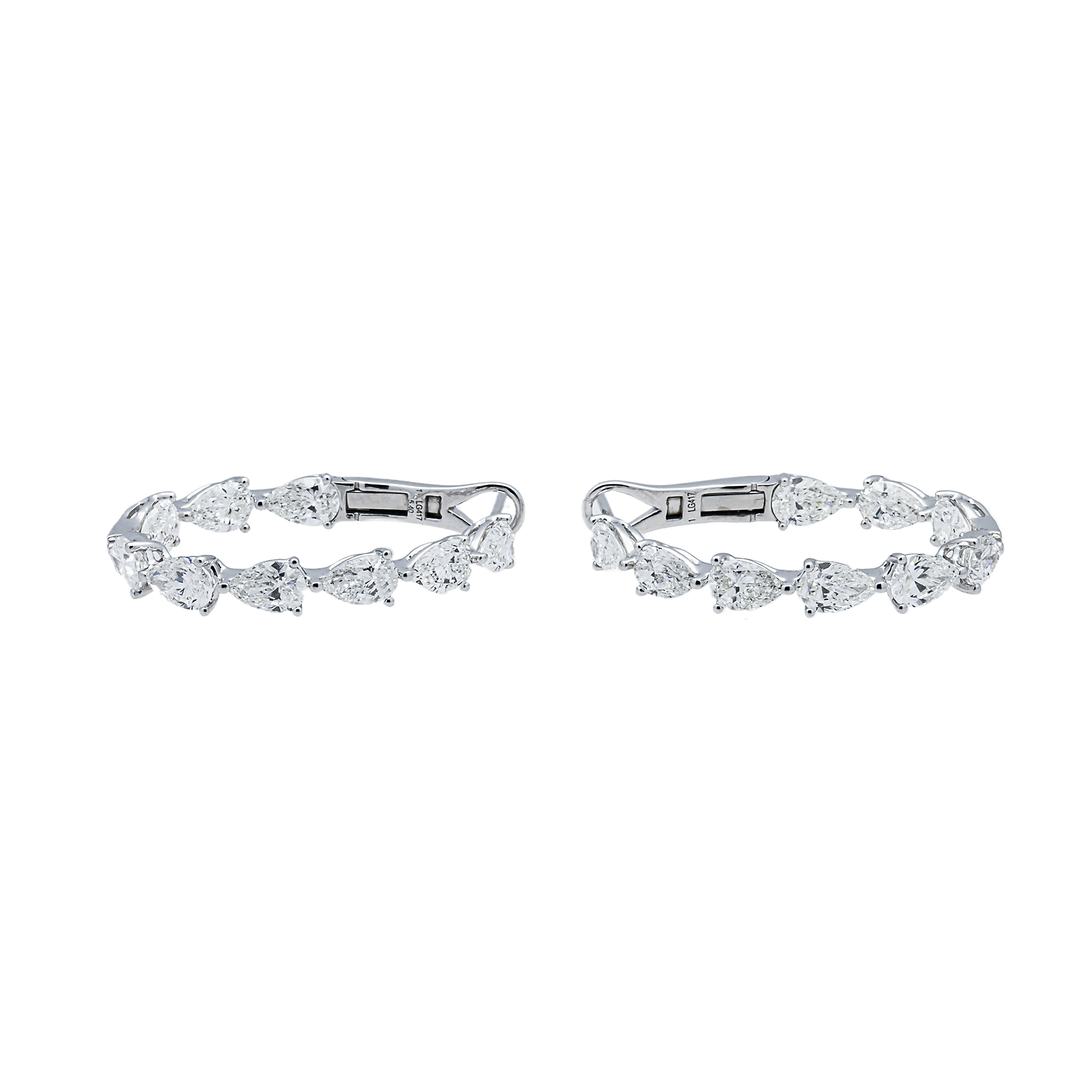 White Gold Pear Diamond Inside Out Hoop Earrings 5.40ctw