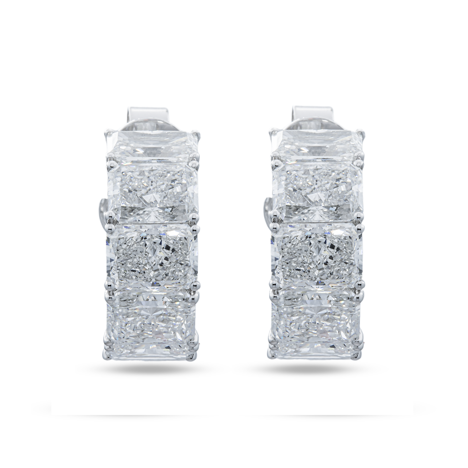 White Gold Radiant Diamond Drop Earrings 8.08ctw