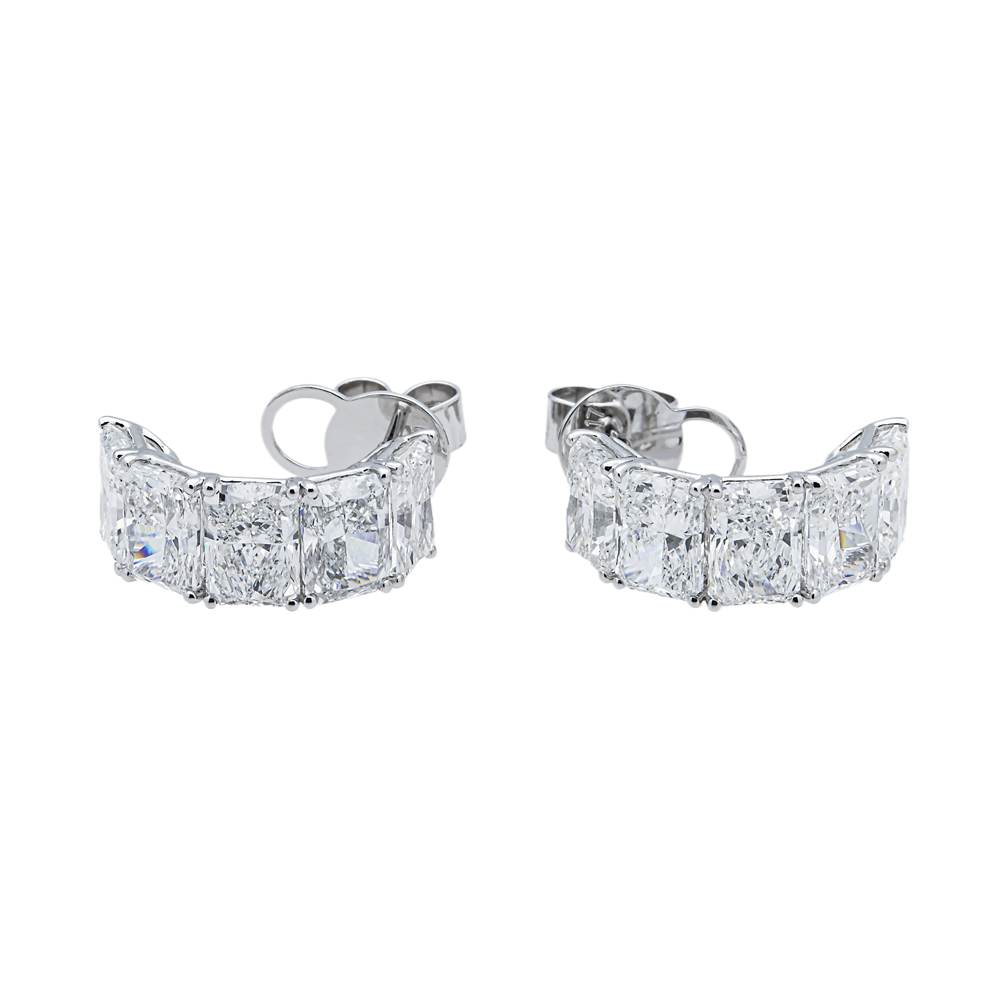 White Gold Radiant Diamond Drop Earrings 8.08ctw