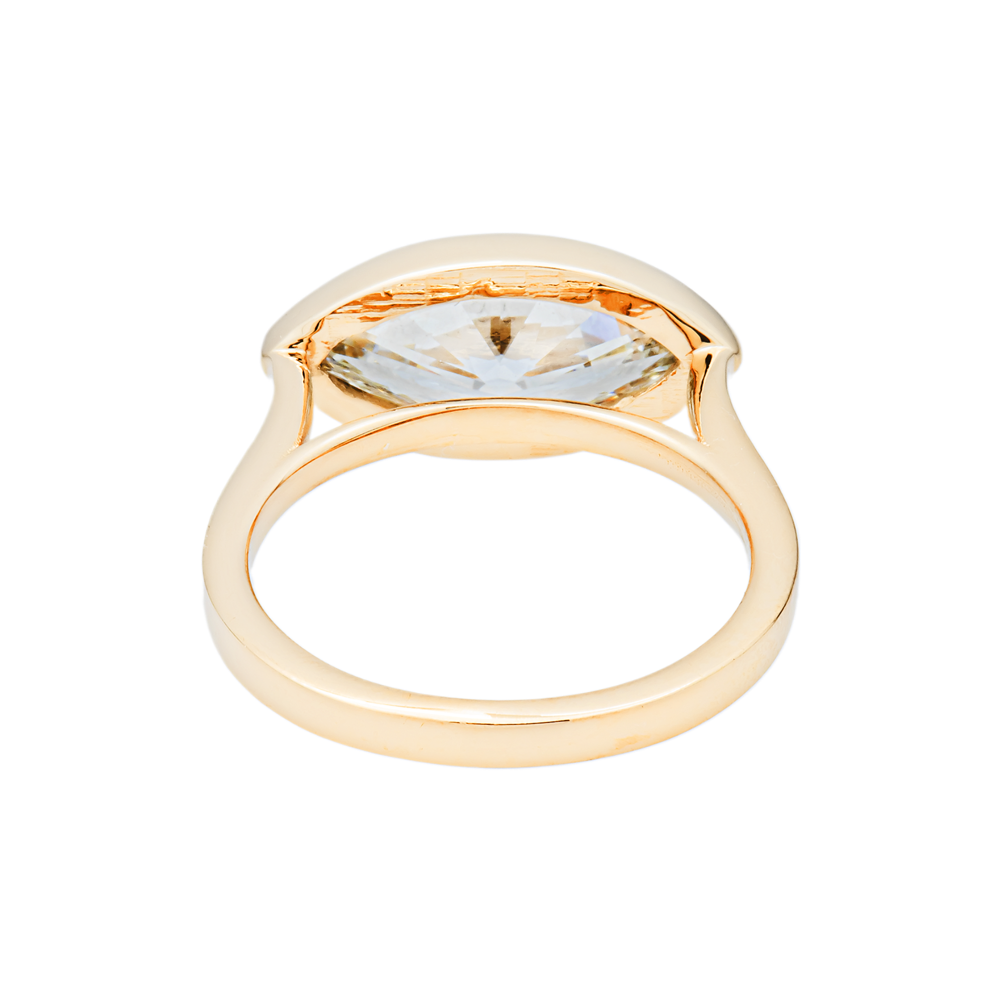 14K Yellow Gold Solitaire Horizontal Marquise Diamond Ring 3.08ct