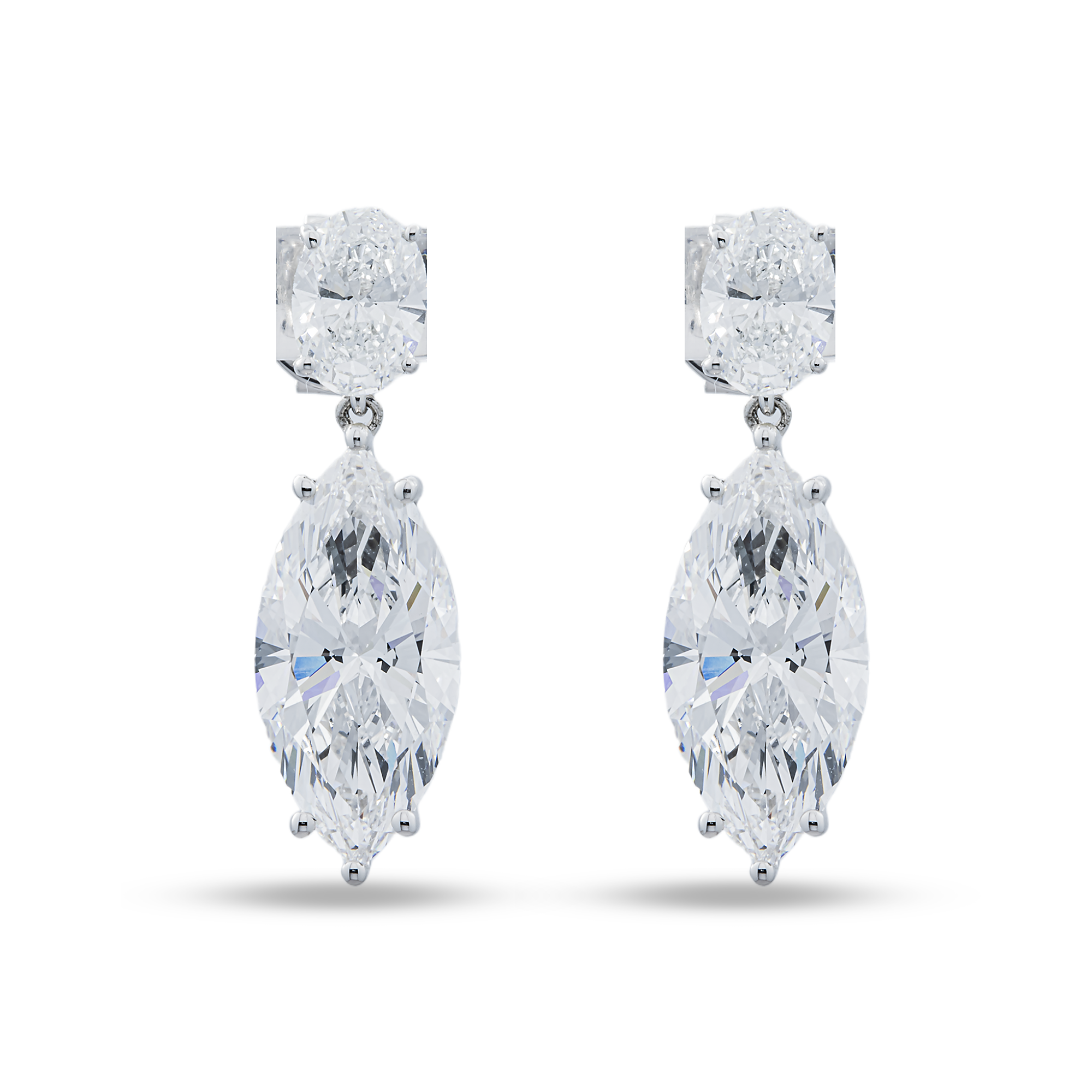 IGI 18K White Gold Marquise & Oval Diamond Drop Earrings 6.93ctw