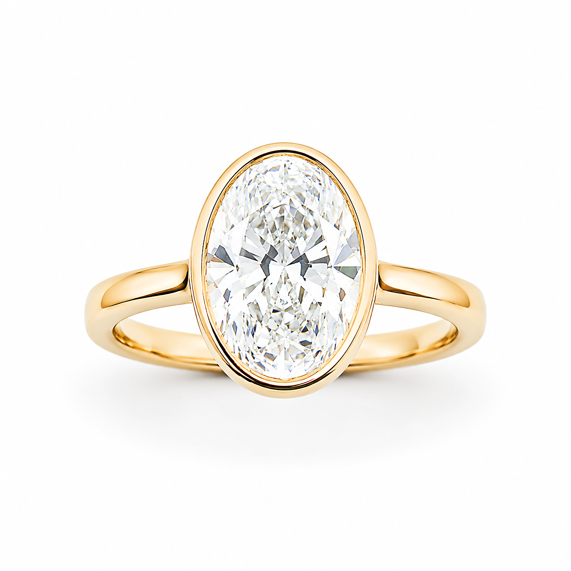 14K Yellow Gold Solitaire Oval Diamond Ring 2.55ct