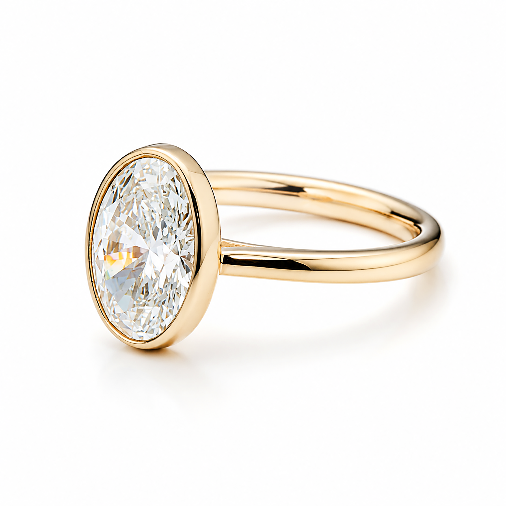 14K Yellow Gold Solitaire Oval Diamond Ring 2.55ct
