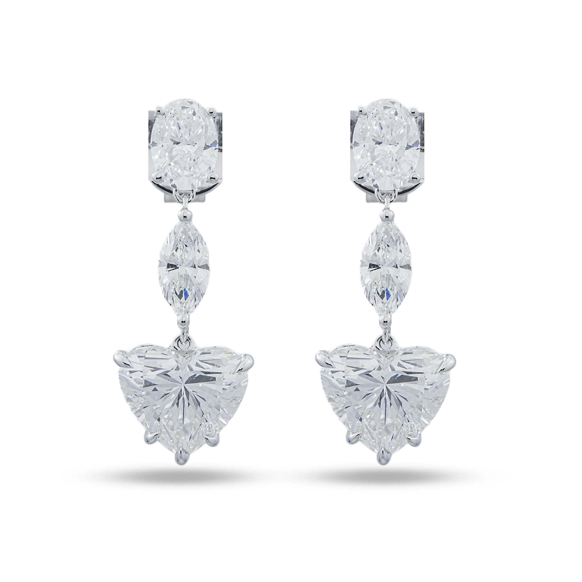 IGI 18K White Gold Multi Shape Diamond Drop Earrings 5.44ctw