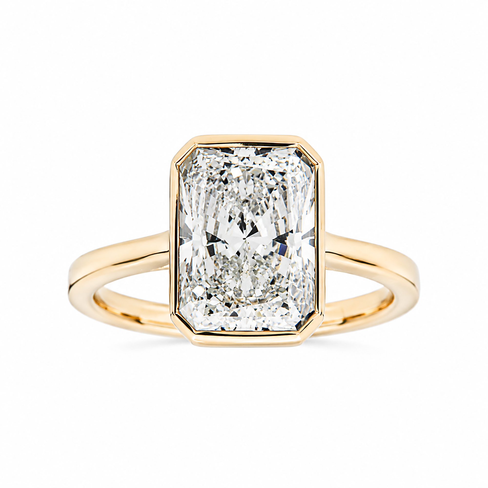14K Yellow Gold Solitaire Radiant Diamond Ring 3.10ct