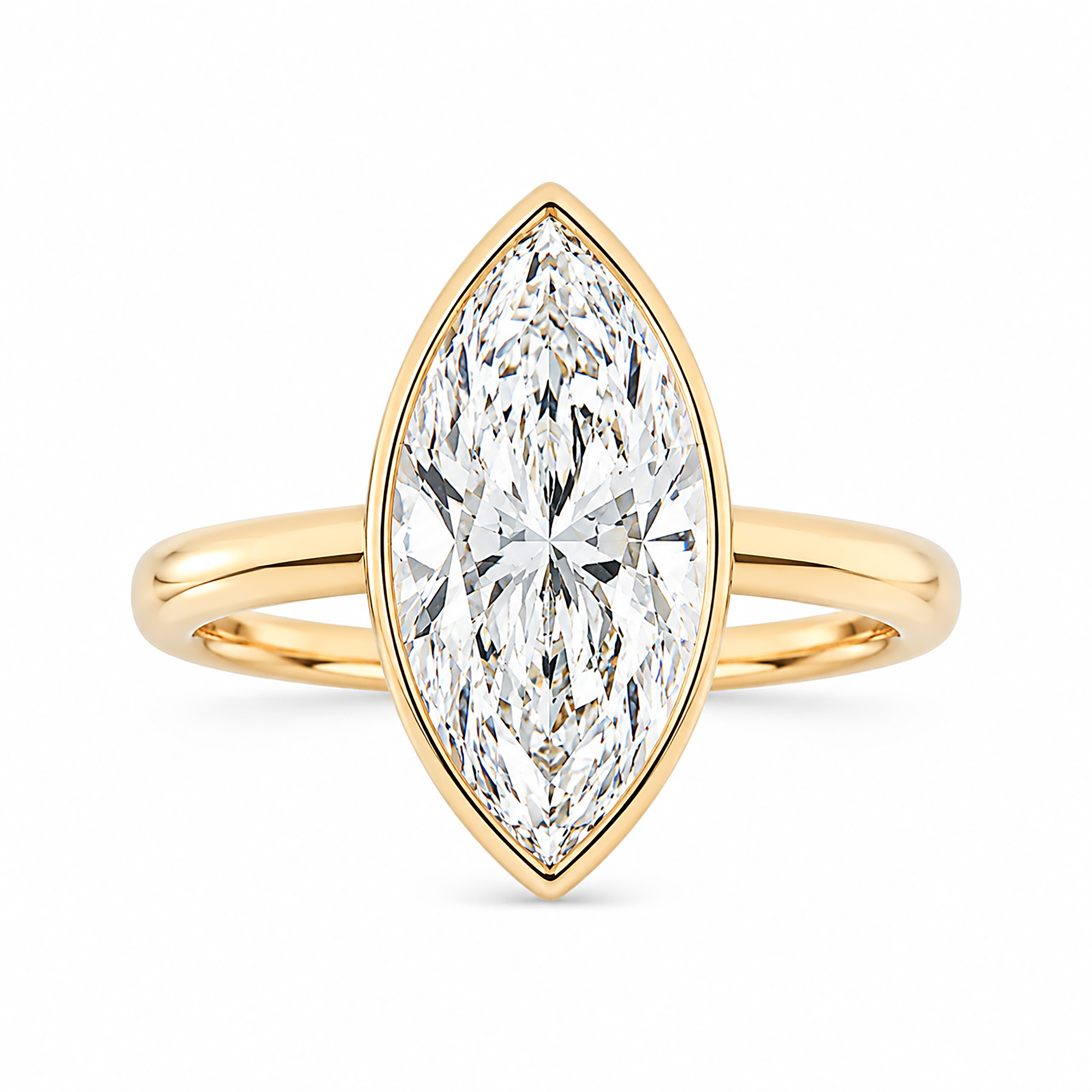 14K Yellow Gold Solitaire Vertical Marquise Diamond Ring 5.08ct