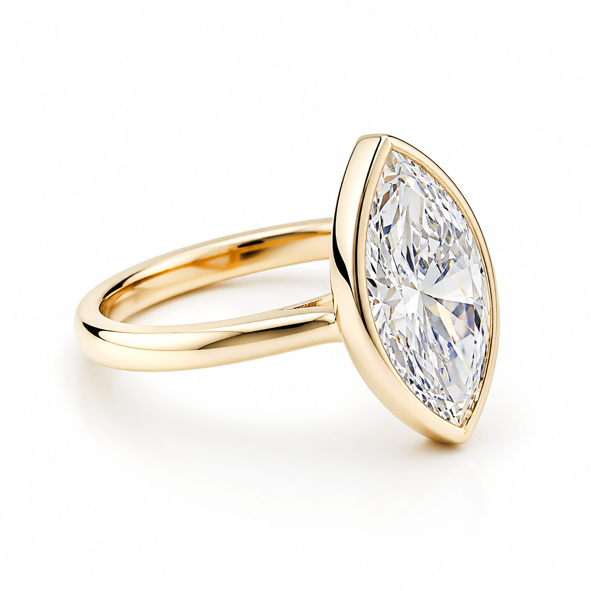 14K Yellow Gold Solitaire Vertical Marquise Diamond Ring 5.08ct