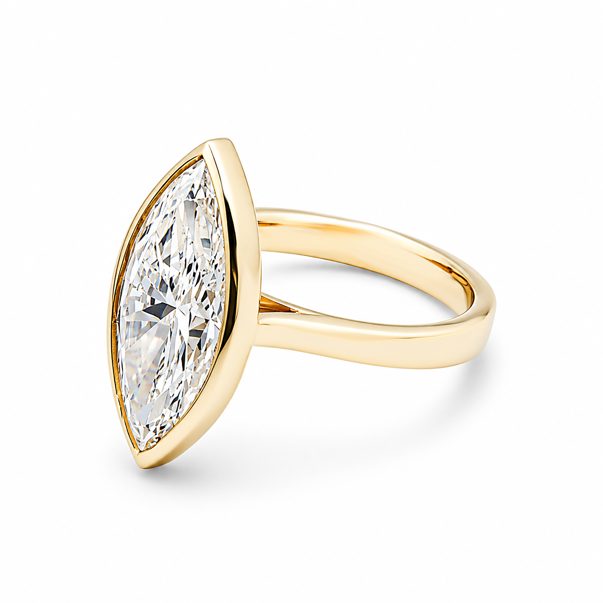 14K Yellow Gold Solitaire Vertical Marquise Diamond Ring 5.08ct