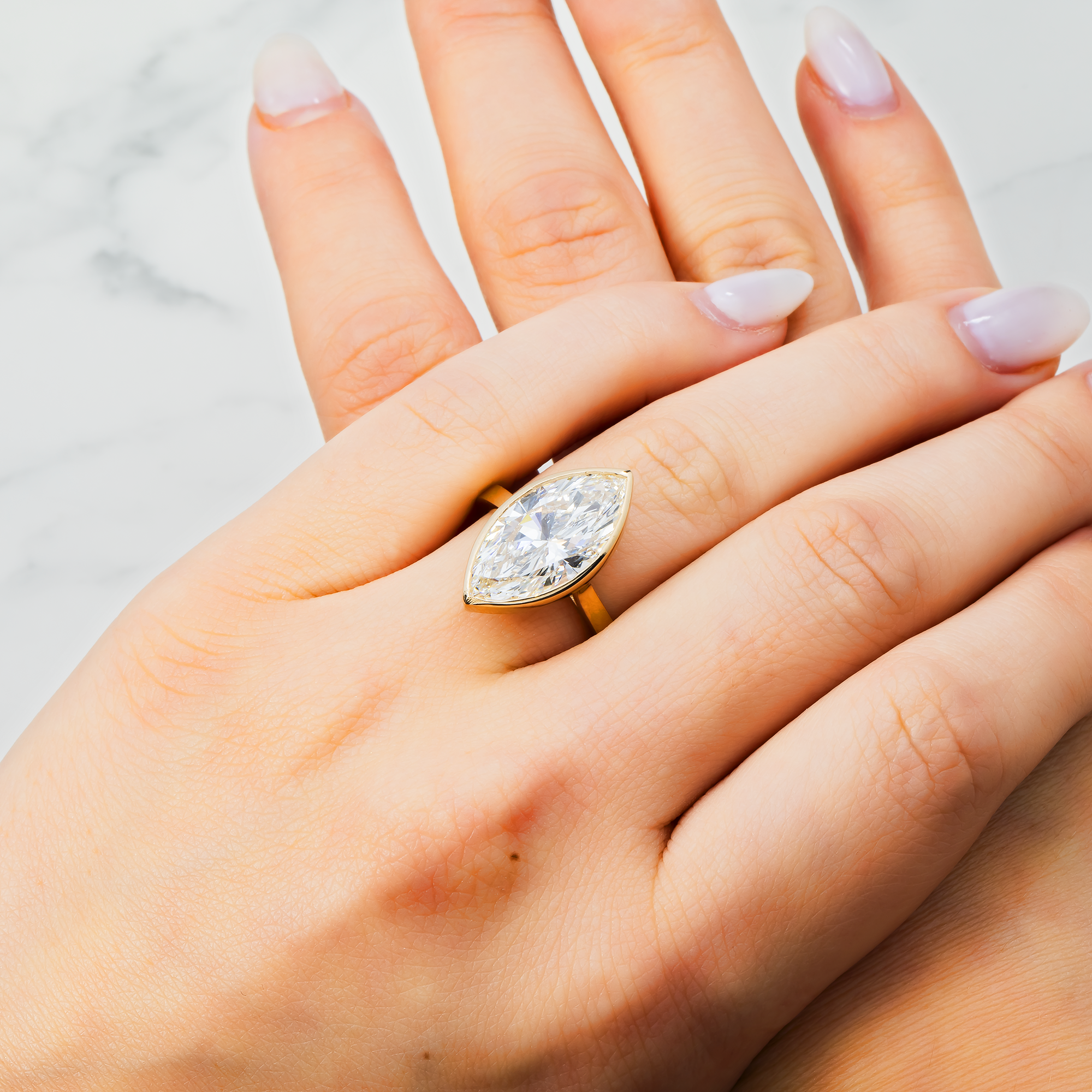 14K Yellow Gold Solitaire Vertical Marquise Diamond Ring 5.08ct