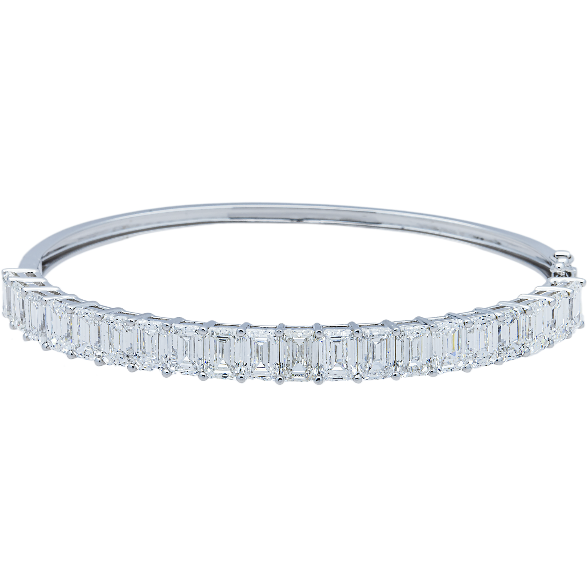 White Gold Emerald Bangle Bracelet 10.66ct