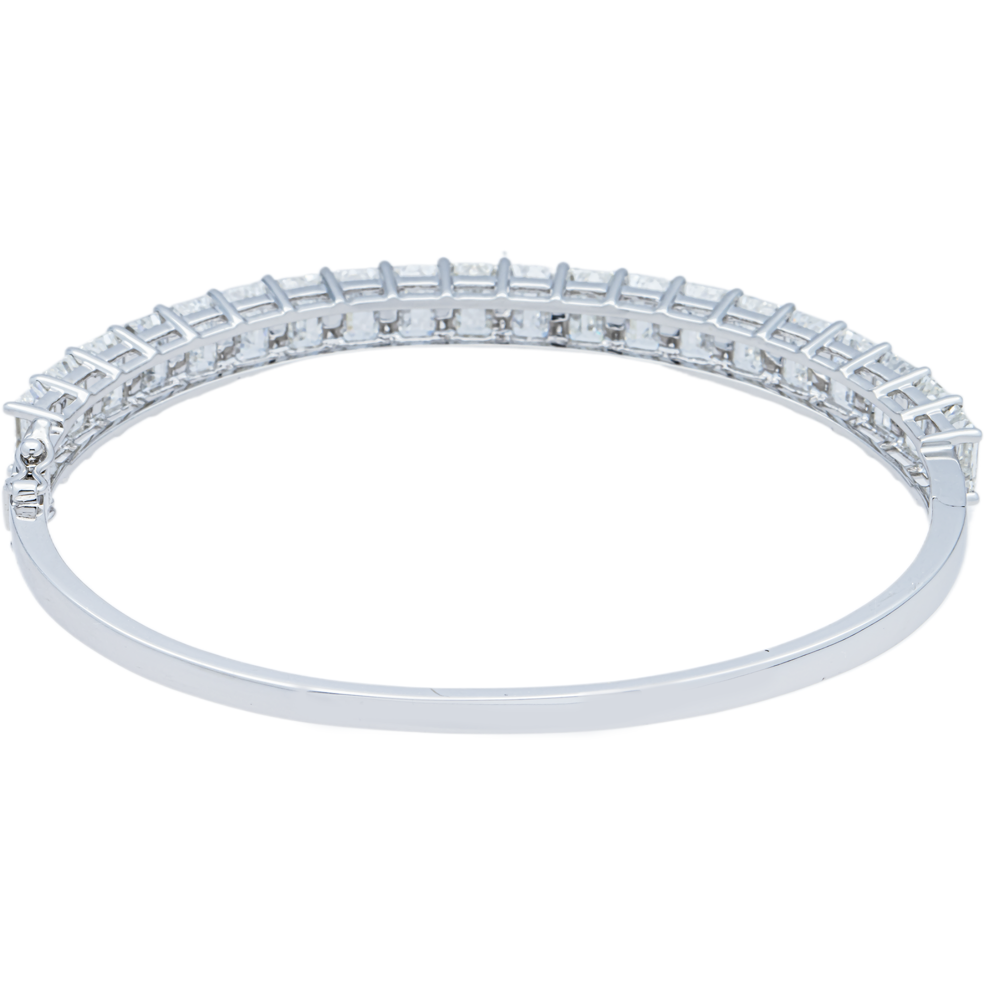 White Gold Emerald Bangle Bracelet 10.66ct