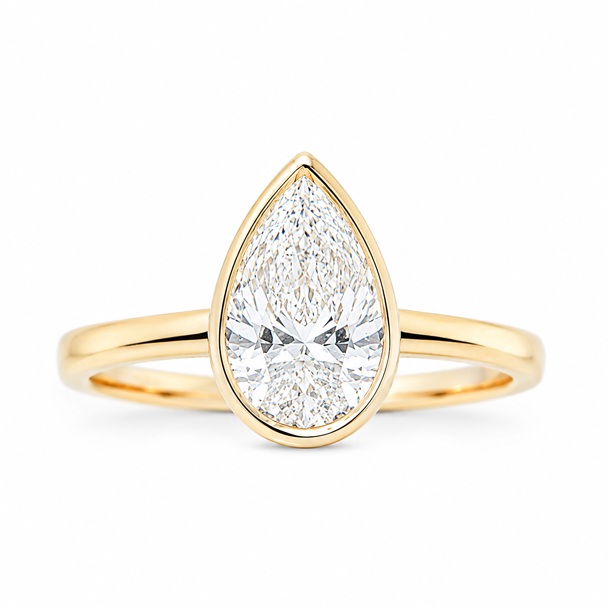 14K Yellow Gold Solitaire Pear Diamond Ring 1.50ct