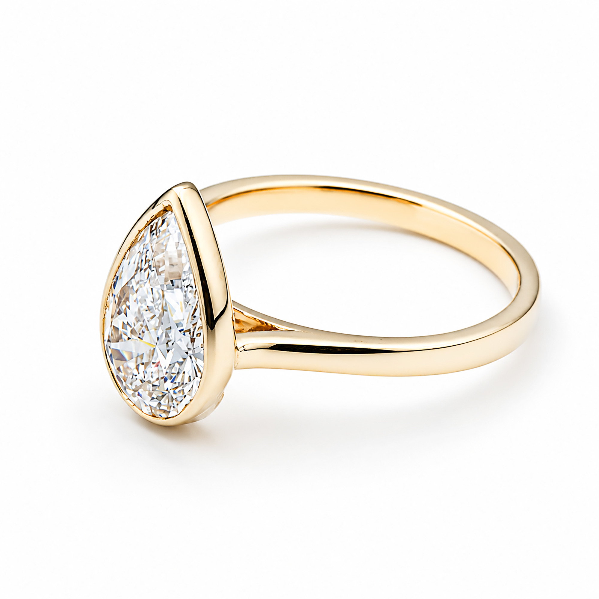 14K Yellow Gold Solitaire Pear Diamond Ring 1.50ct