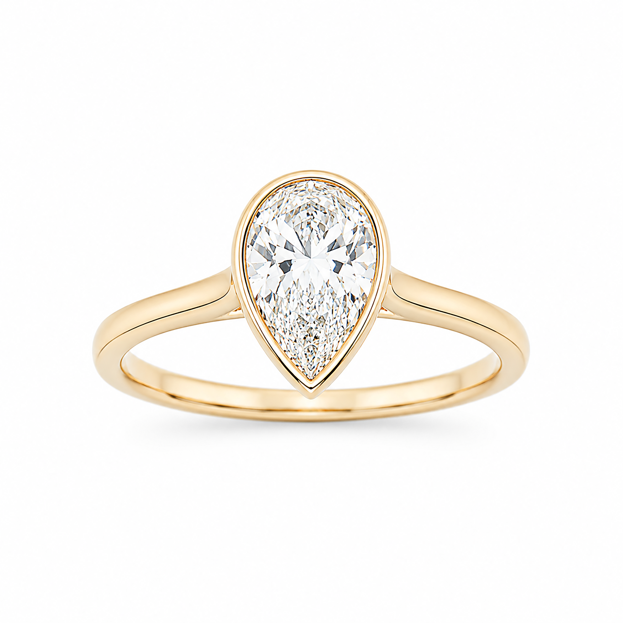 14K Yellow Gold Solitaire Pear Diamond Ring 1.04ct