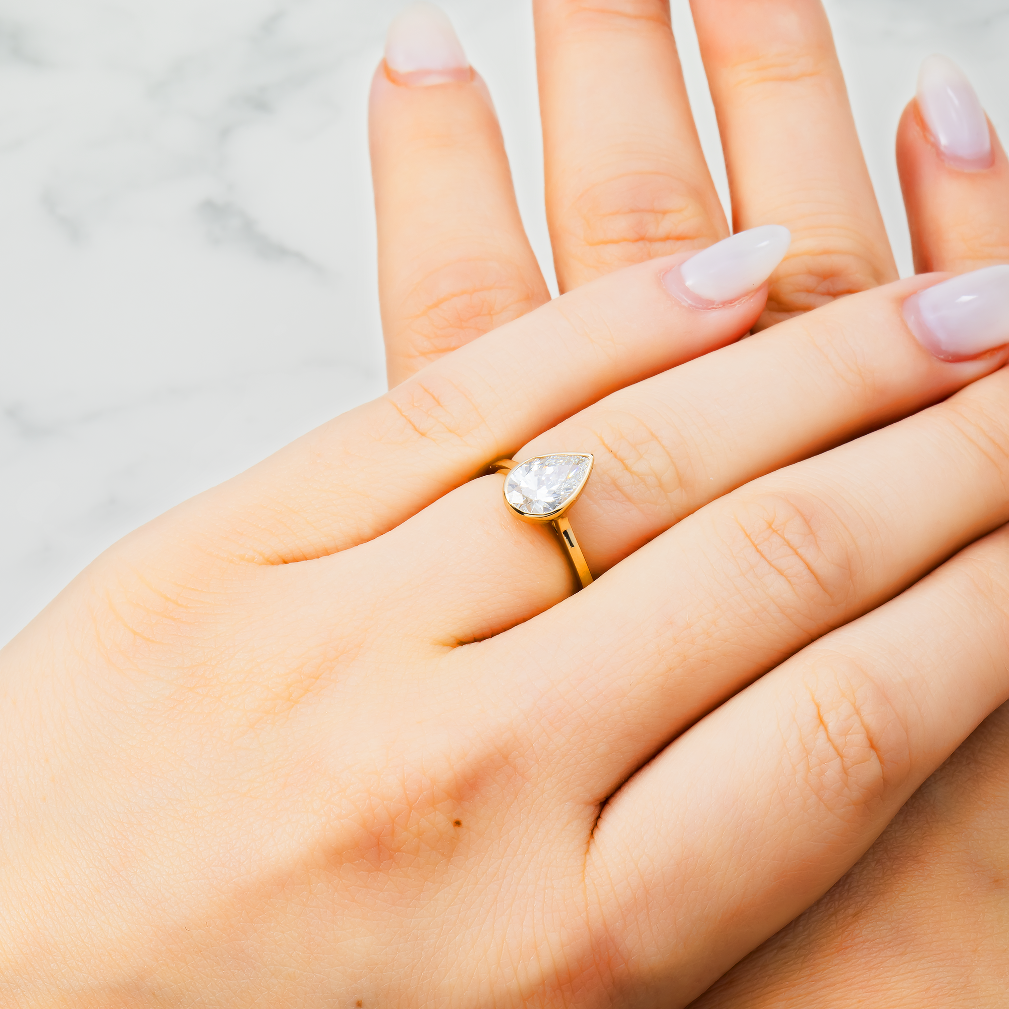 14K Yellow Gold Solitaire Pear Diamond Ring 1.04ct