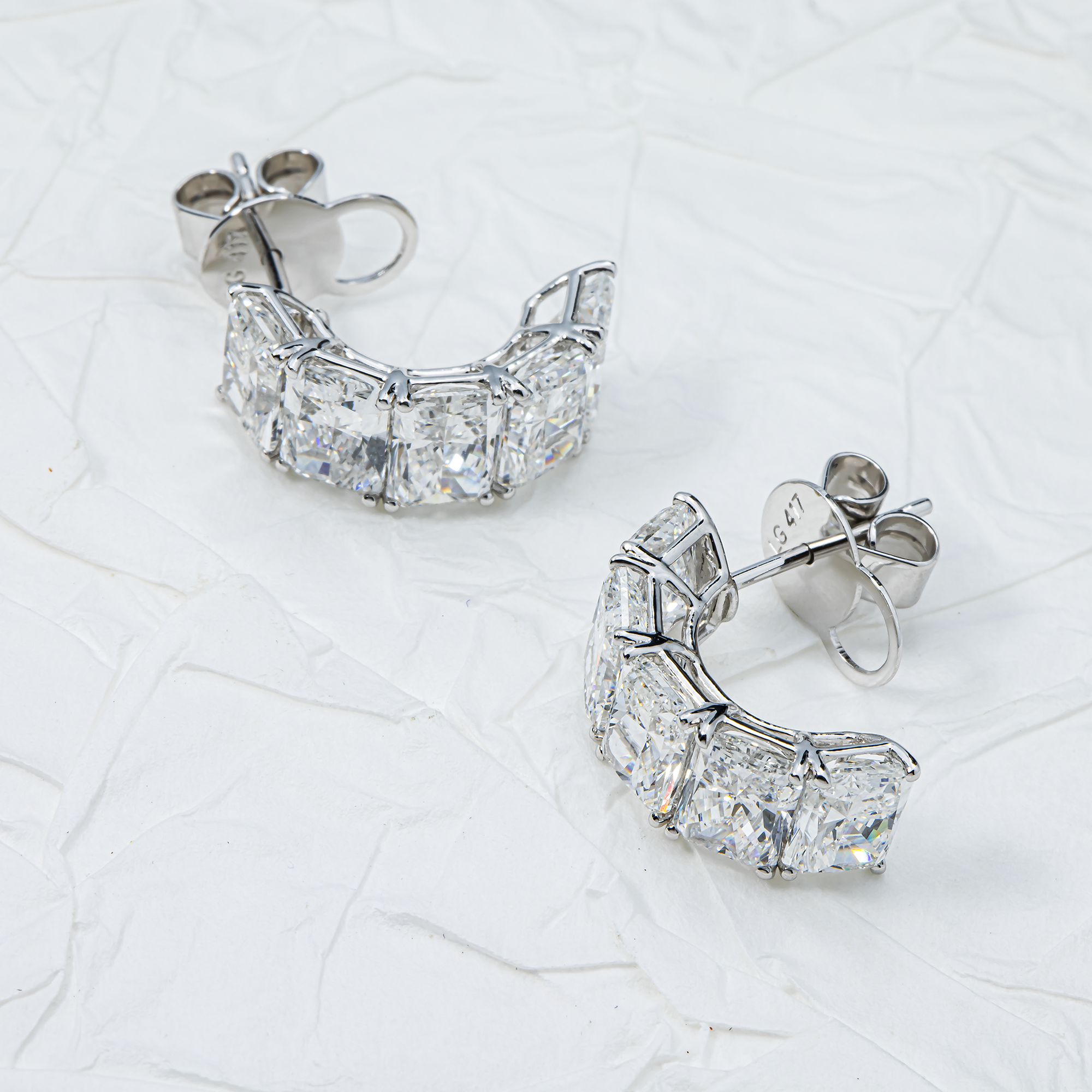 White Gold Radiant Diamond Drop Earrings 8.08ctw