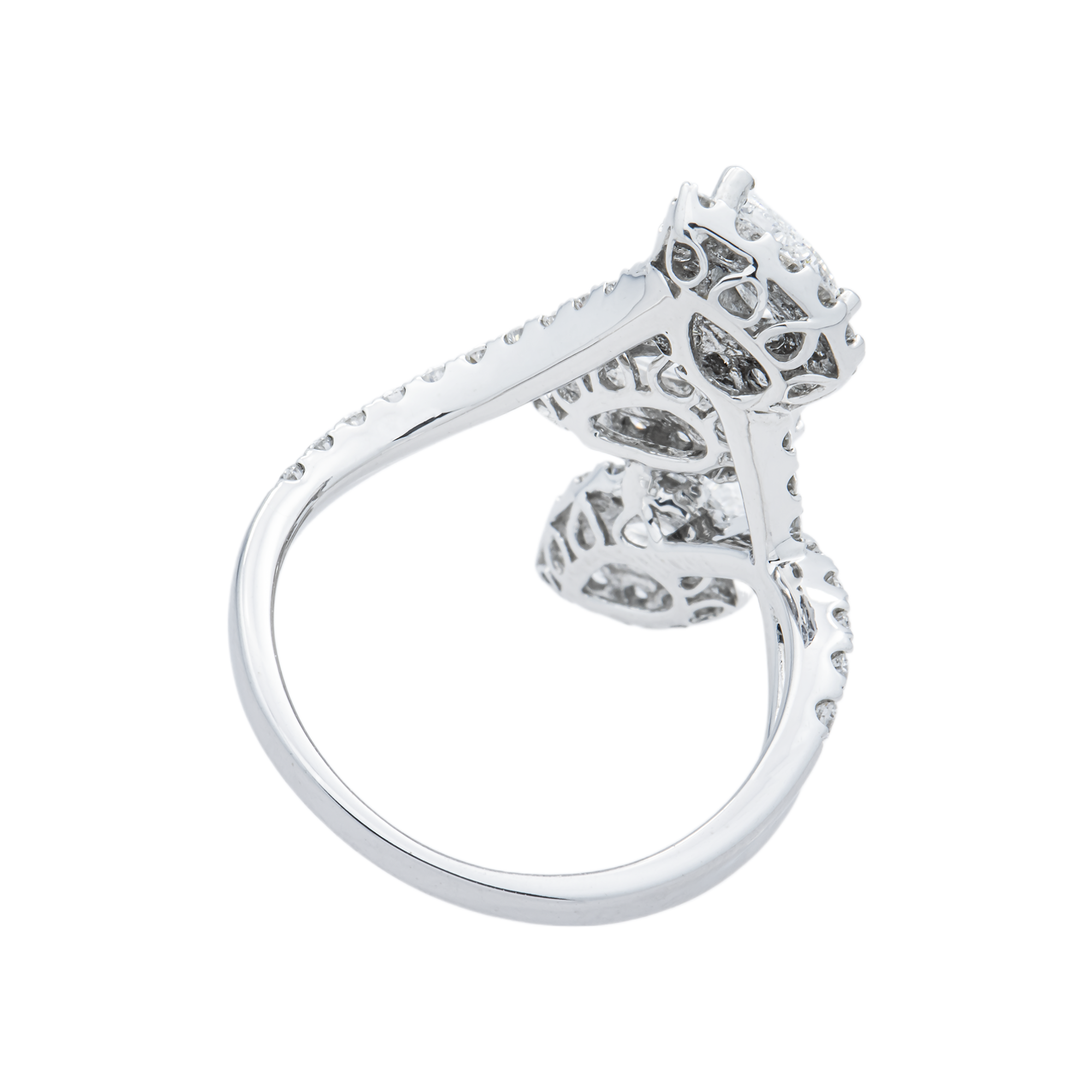 White Gold Triple Pear & Round Diamond Ring 2.03ctw