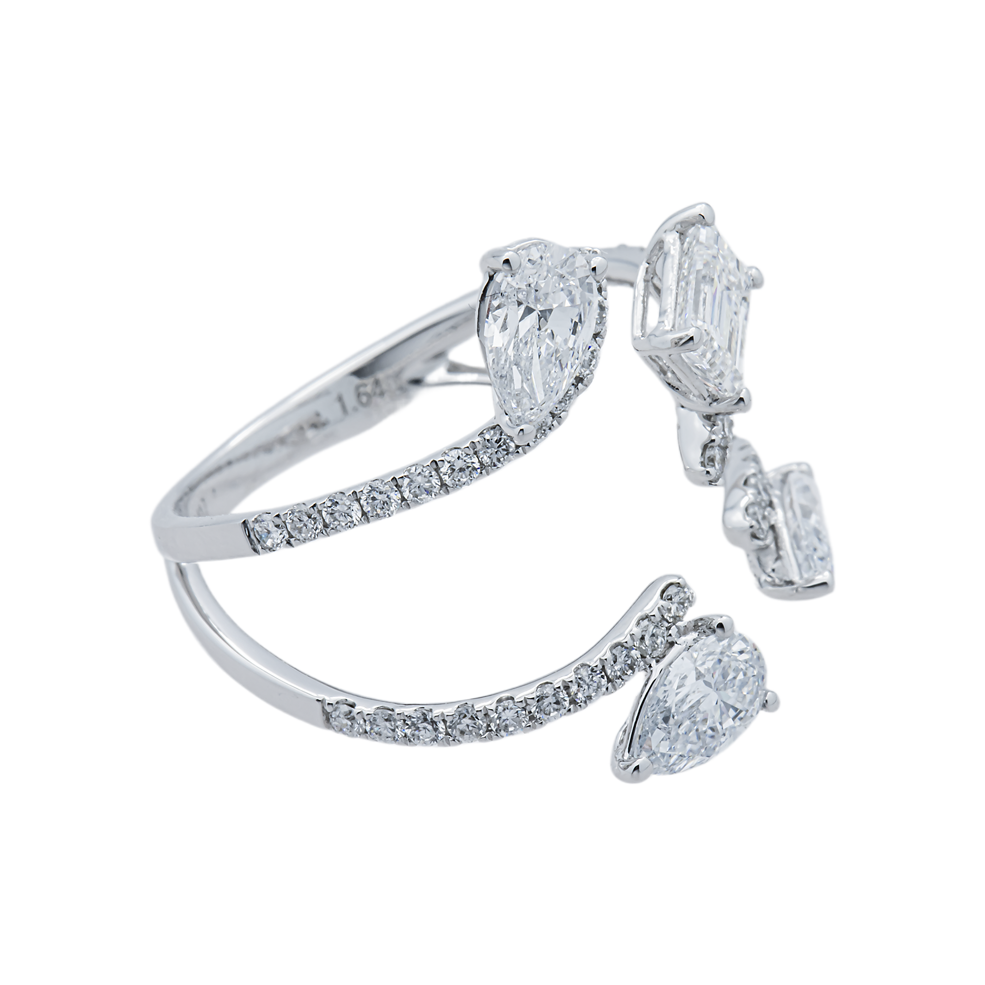 White Gold Floating Multi Shape Diamond Ring 2.05ct