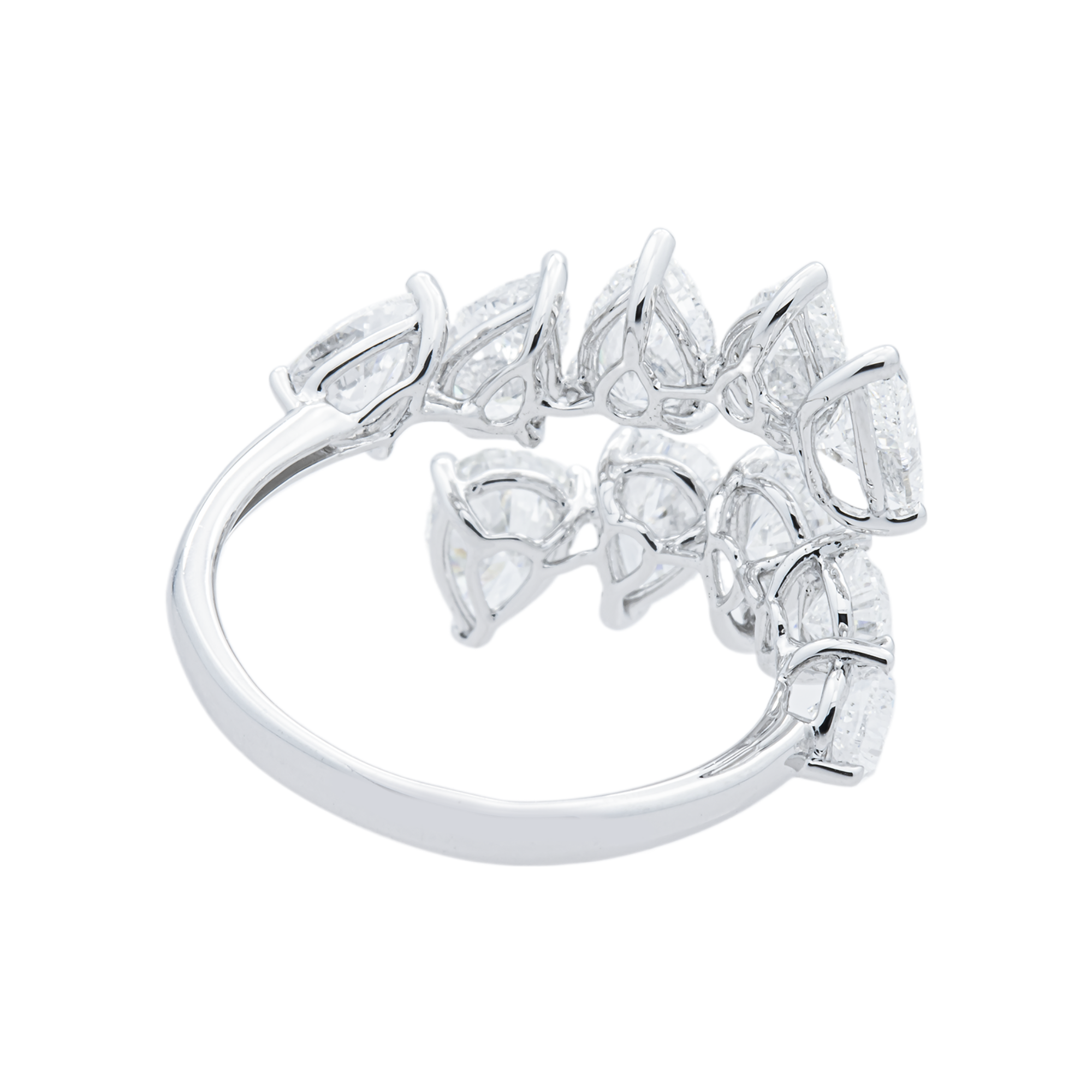 White Gold Pear Diamond Bypass Wrap Ring 4.47ct