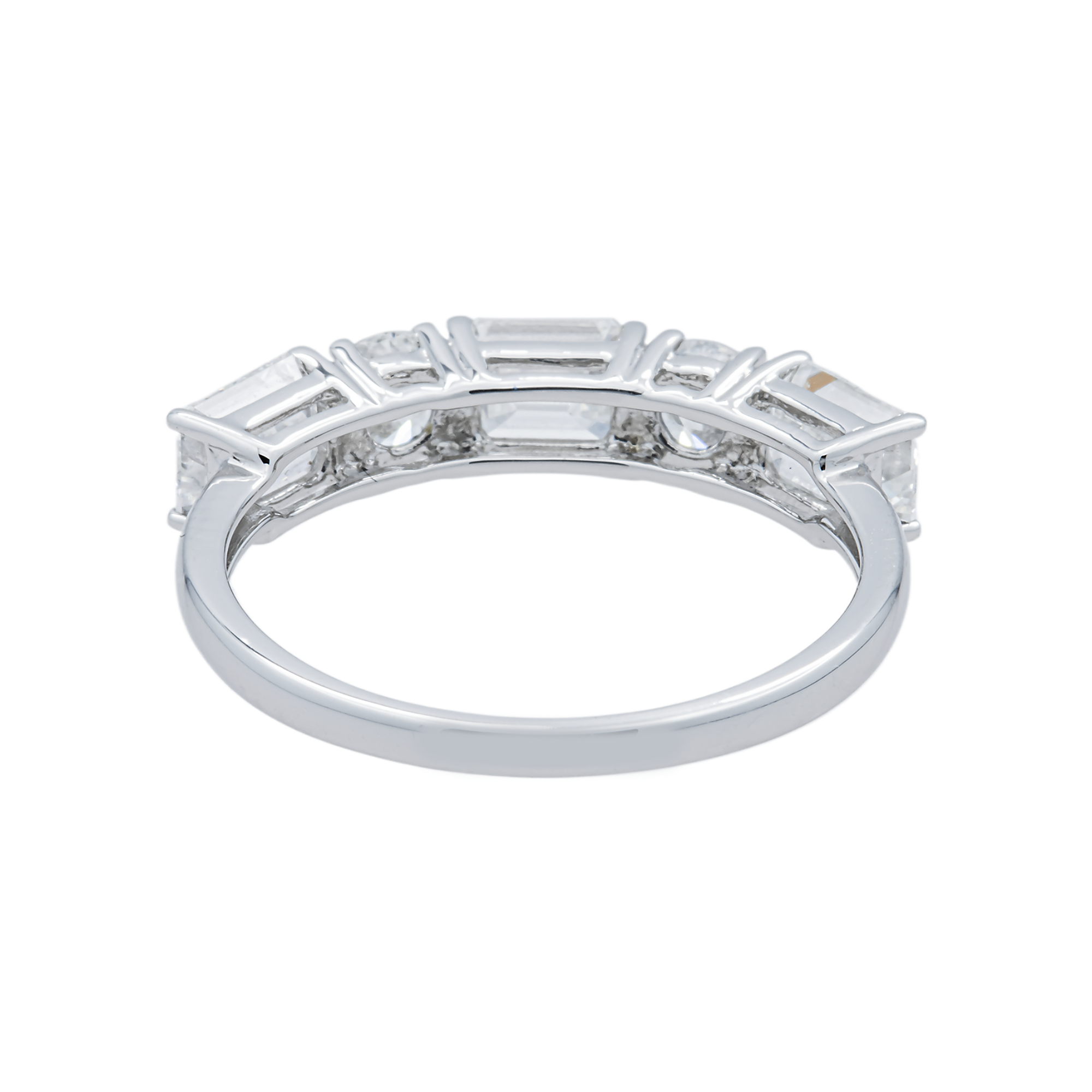 White Gold Emerald & Round Diamond Half Eternity Ring 1.91ctw