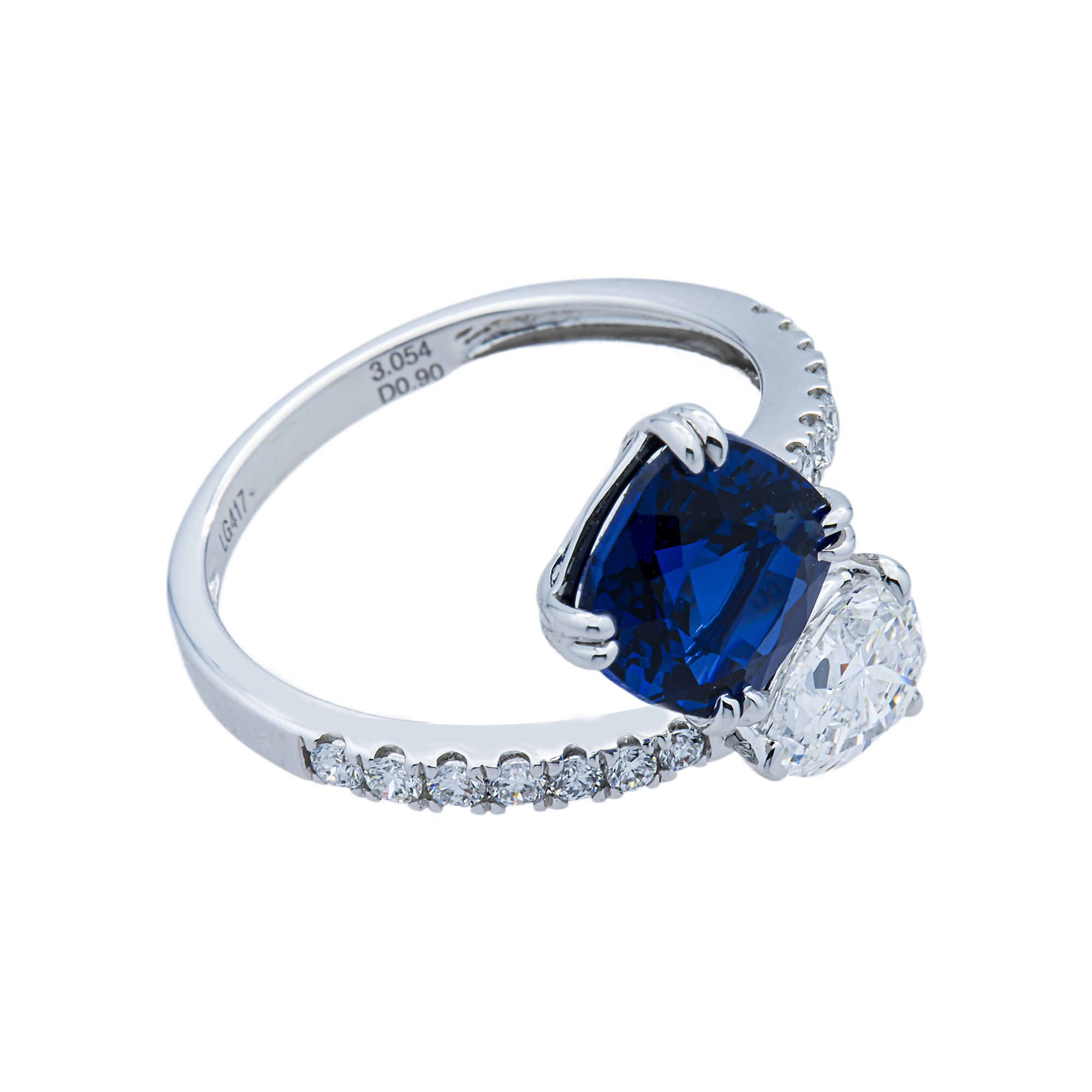 White Gold Cushion Sapphire & Multi Cut Diamond Wrap Ring 4.23ct