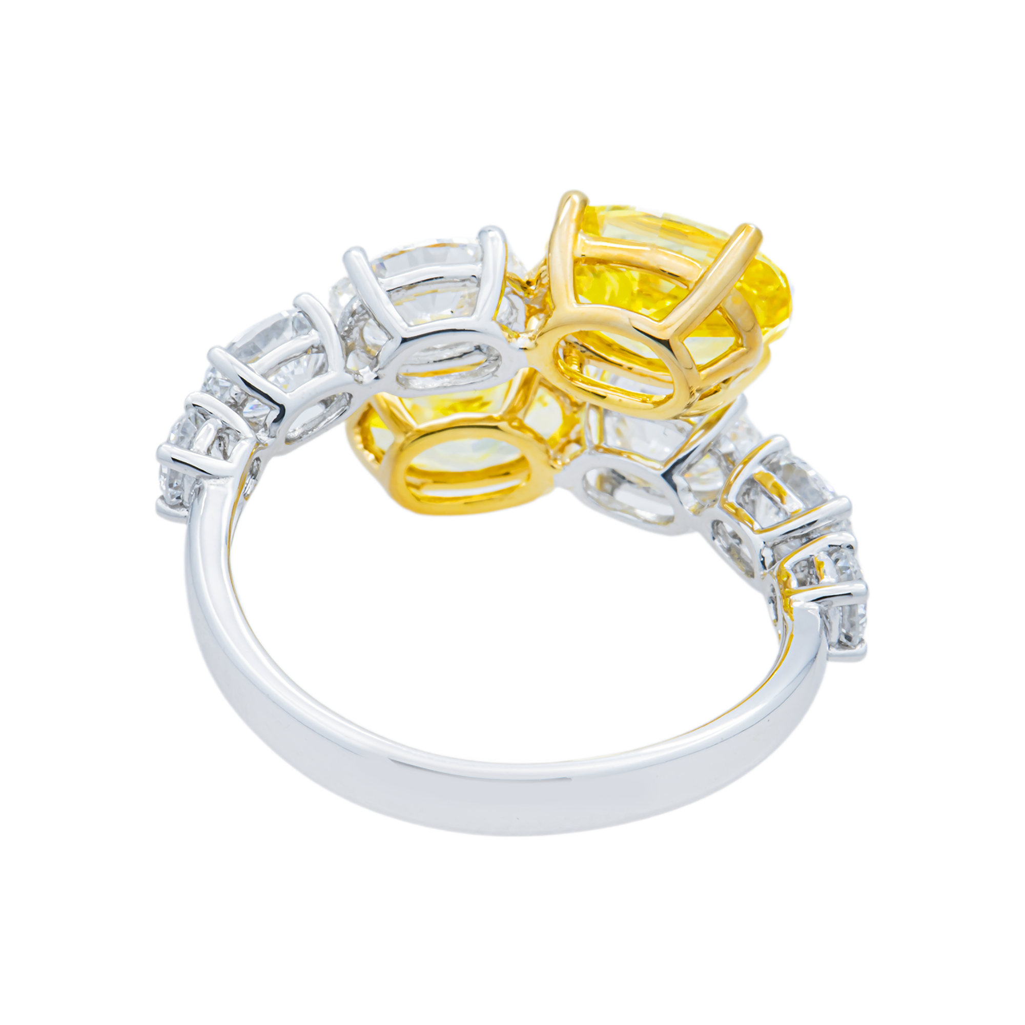 White Gold Fancy Yellow & White Diamond Bypass Wrap Ring 4.19ctw